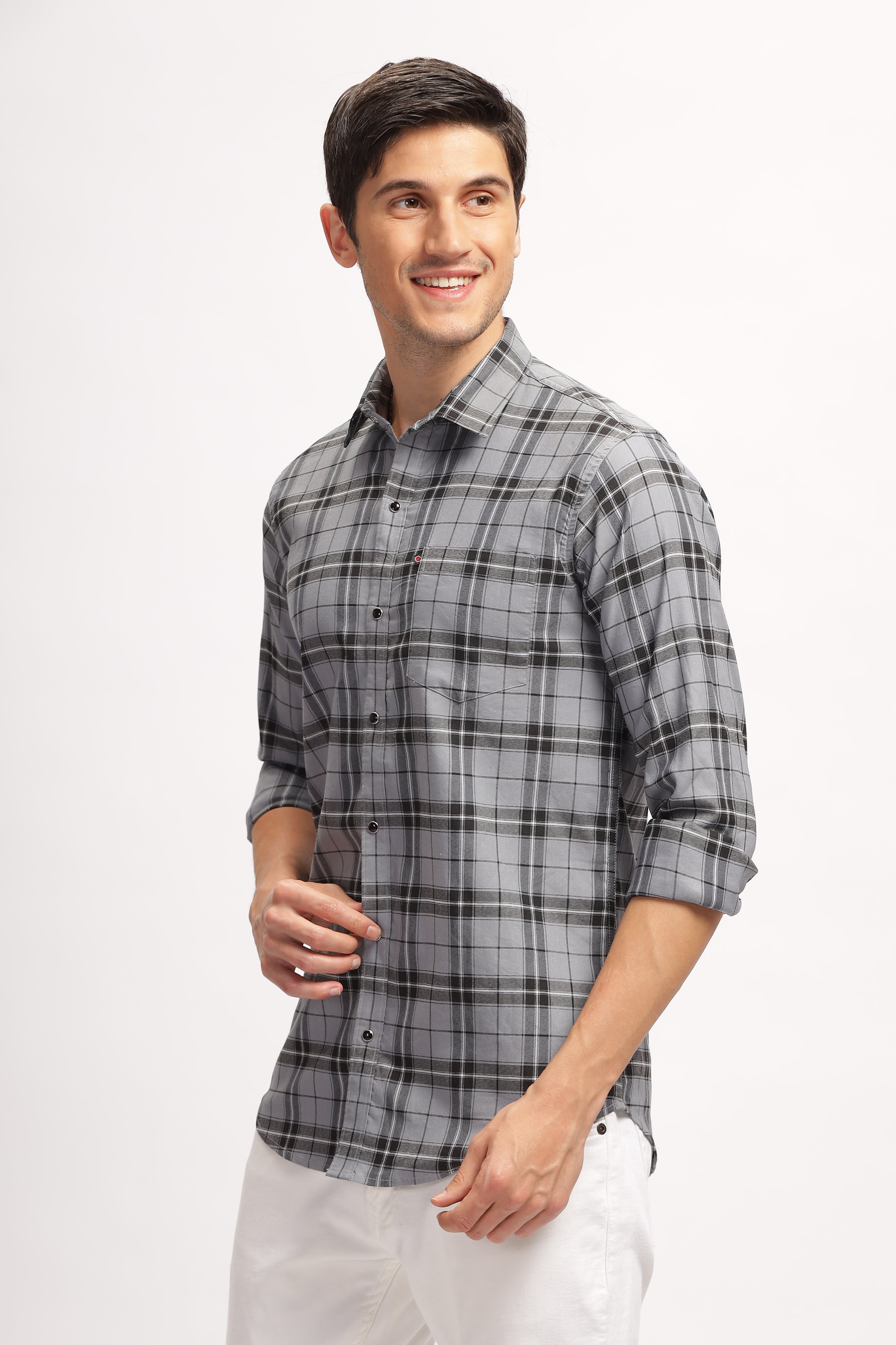 Bold Square Grey Checks Shirt