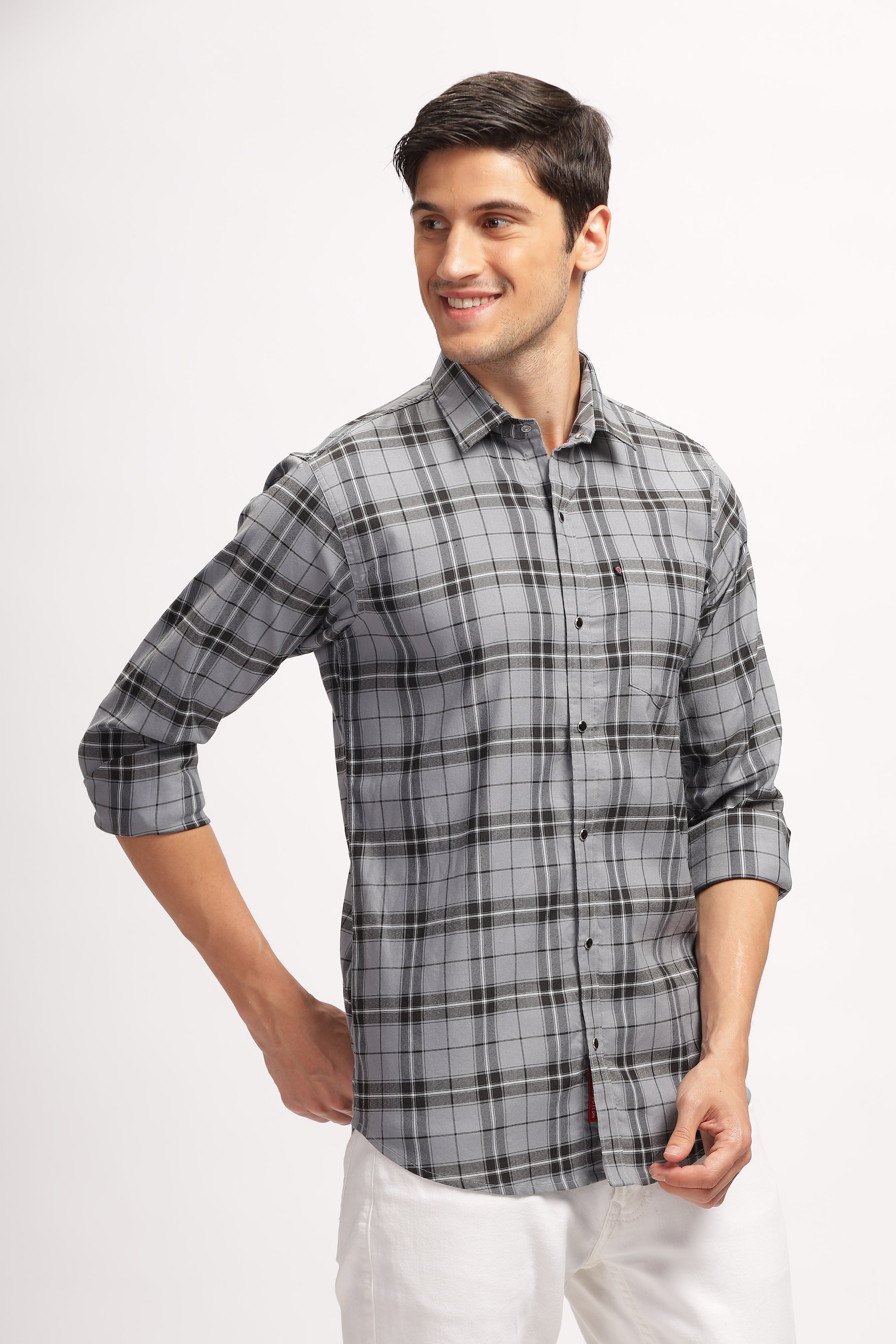 Bold Square Grey Checks Shirt