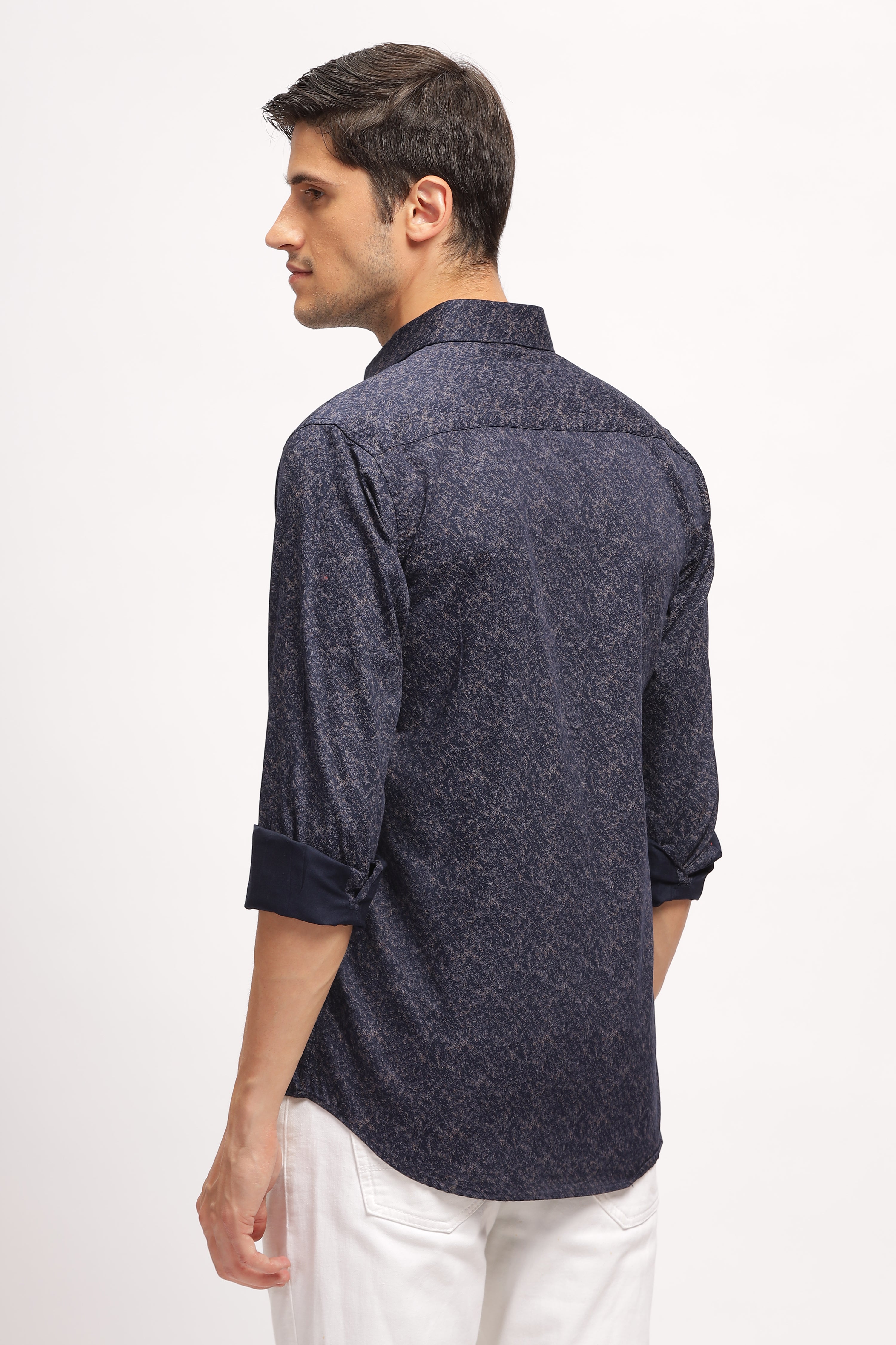 Micro Print Blue Casual Shirt