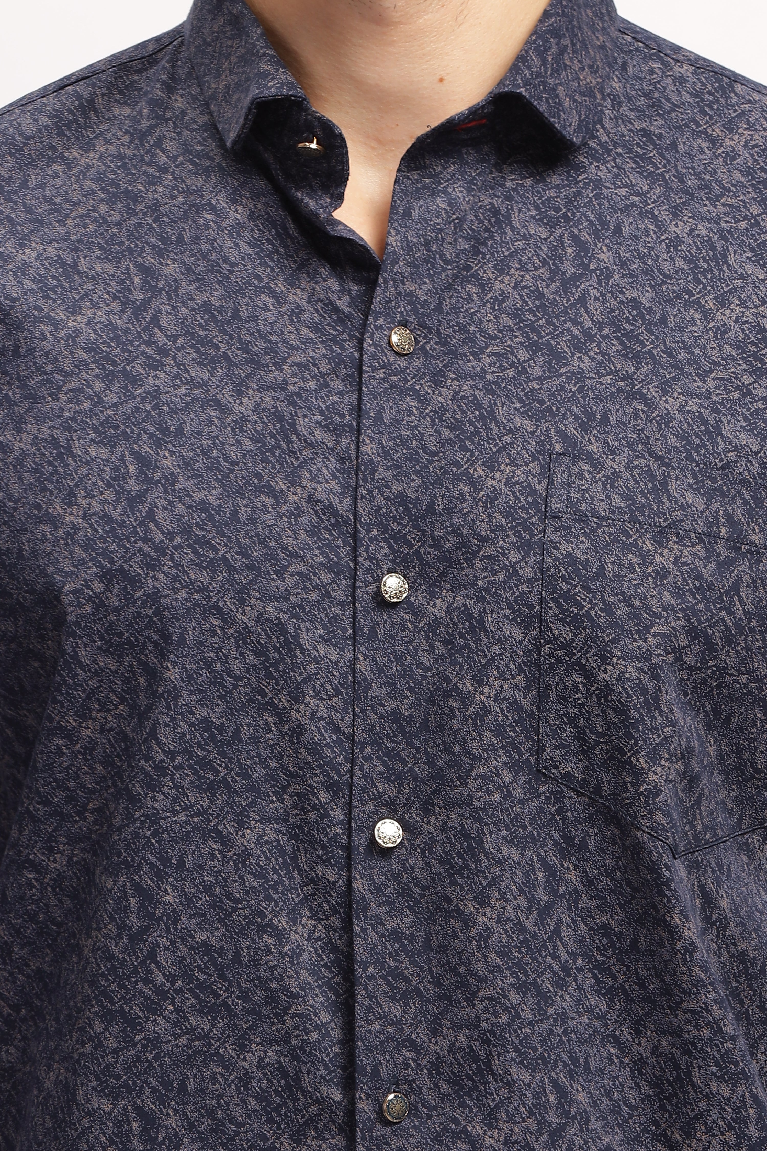 Micro Print Blue Casual Shirt