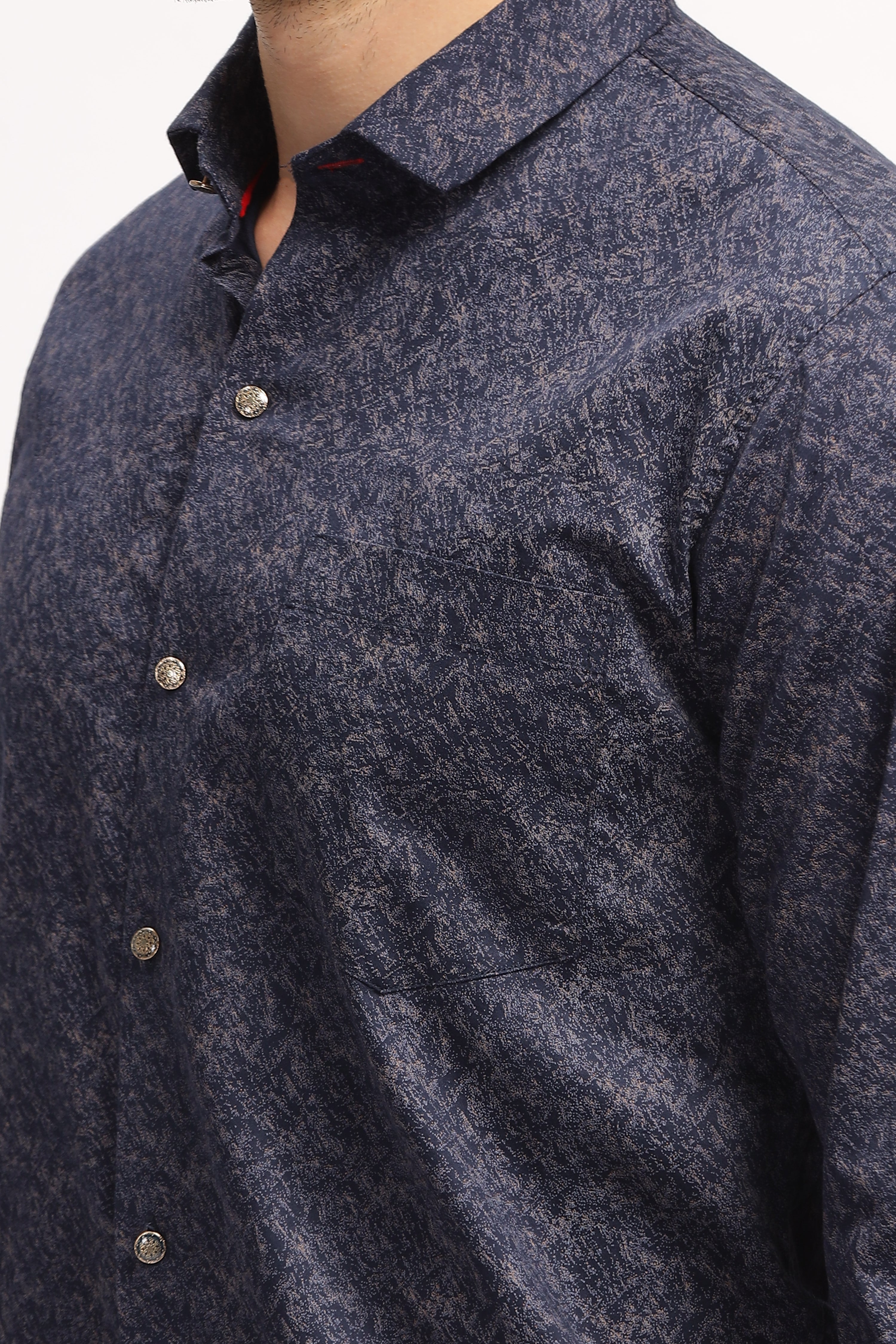 Micro Print Blue Casual Shirt