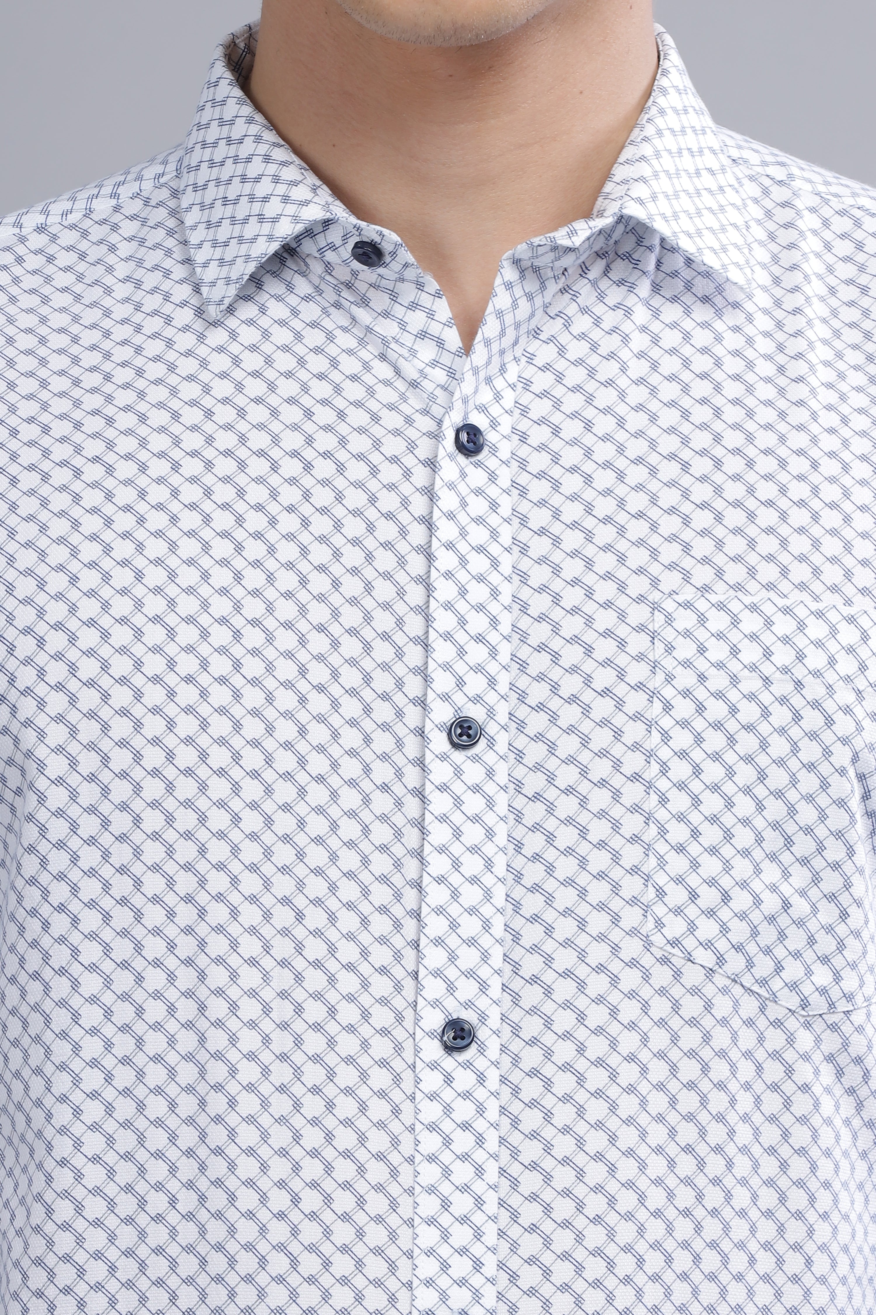 Square Printed White Shirt