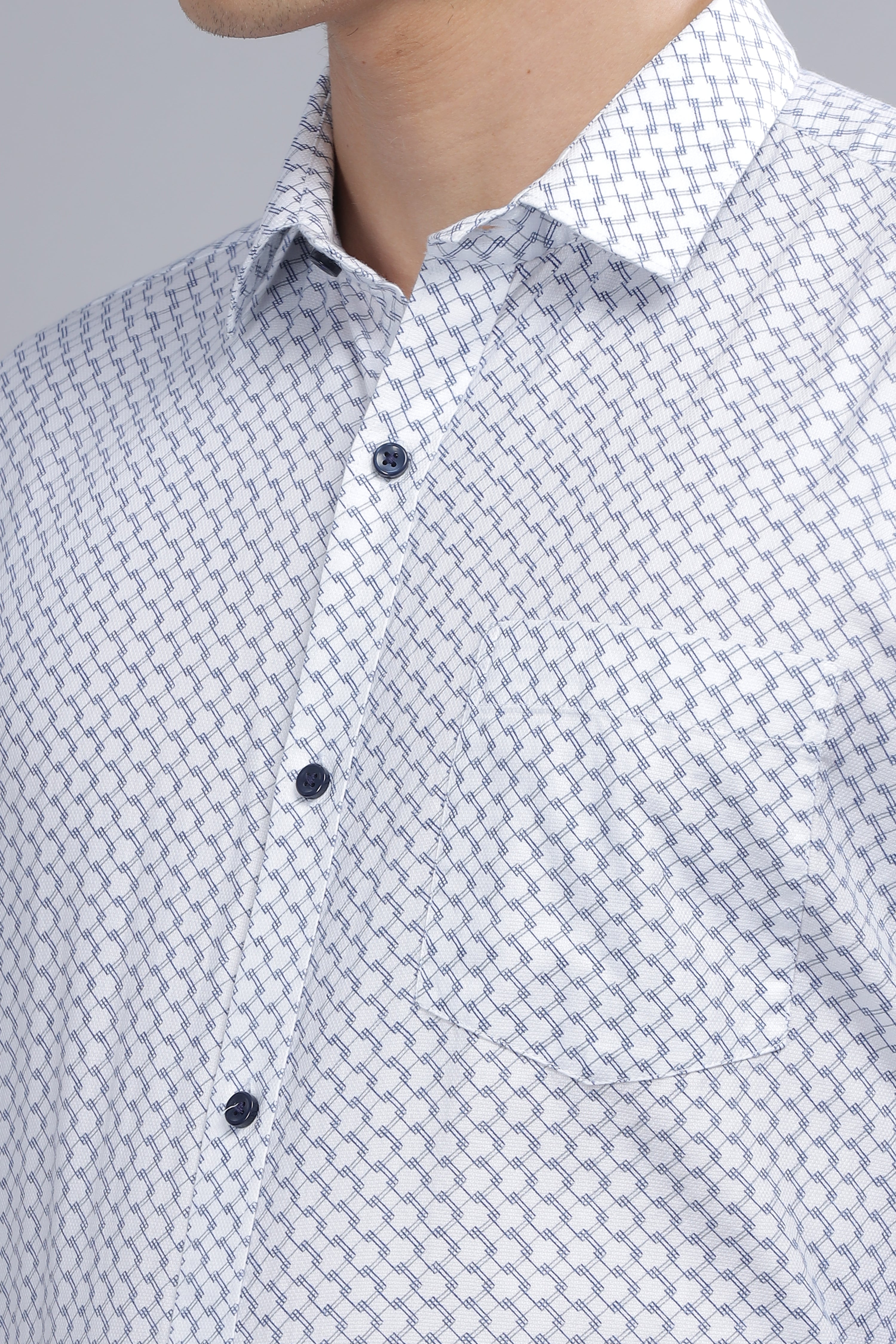 Square Printed White Shirt