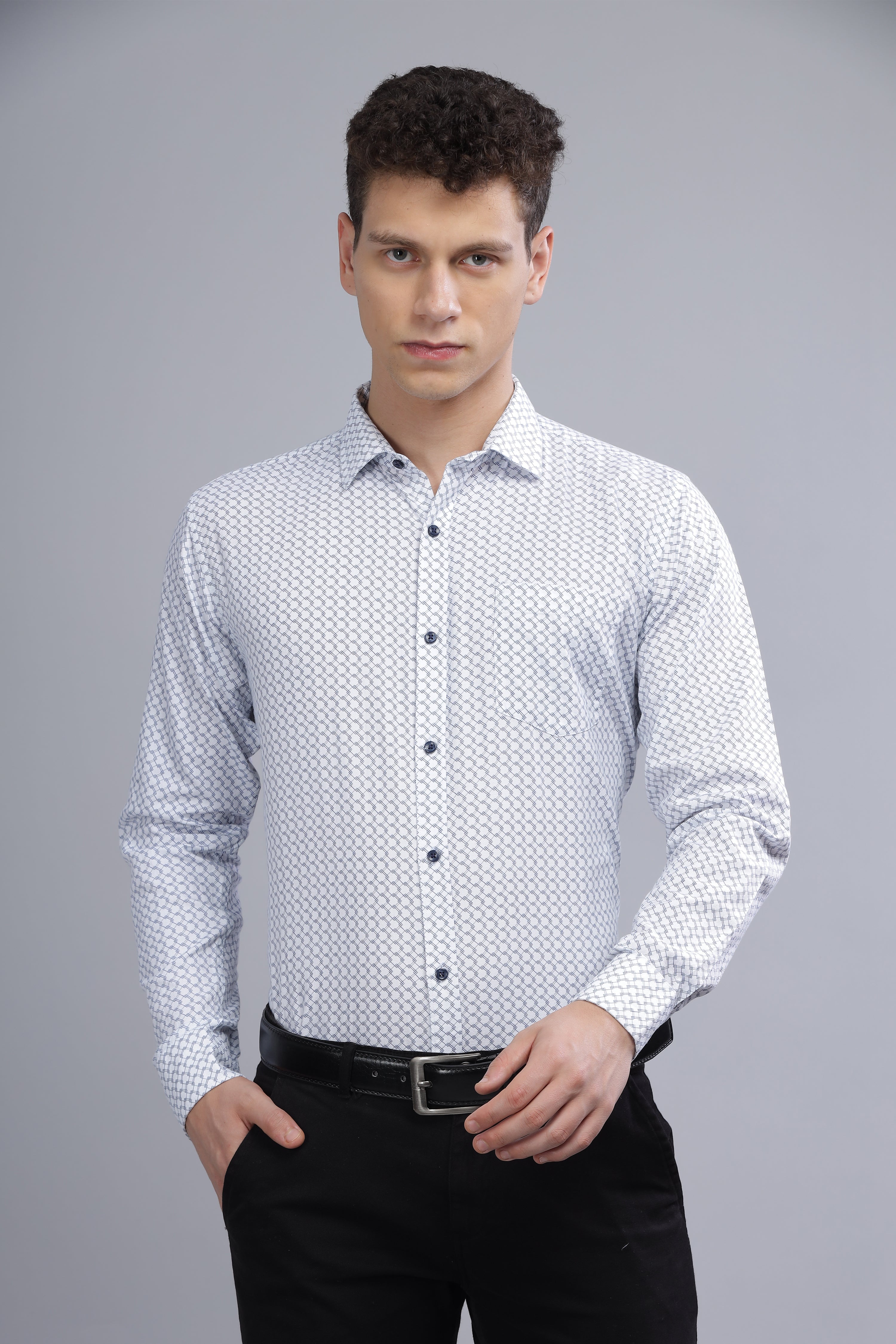 Square Printed White Shirt