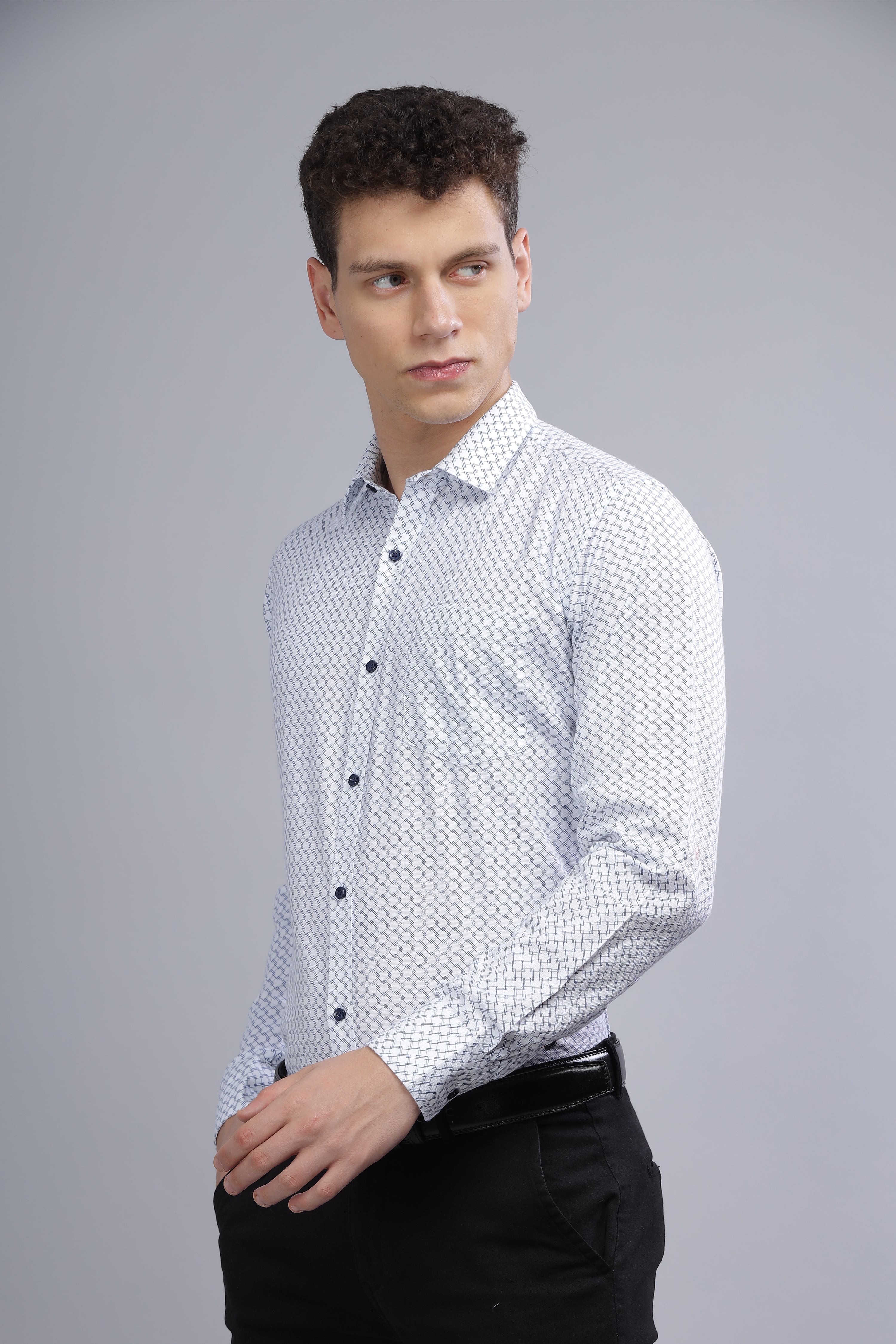 Square Printed White Shirt