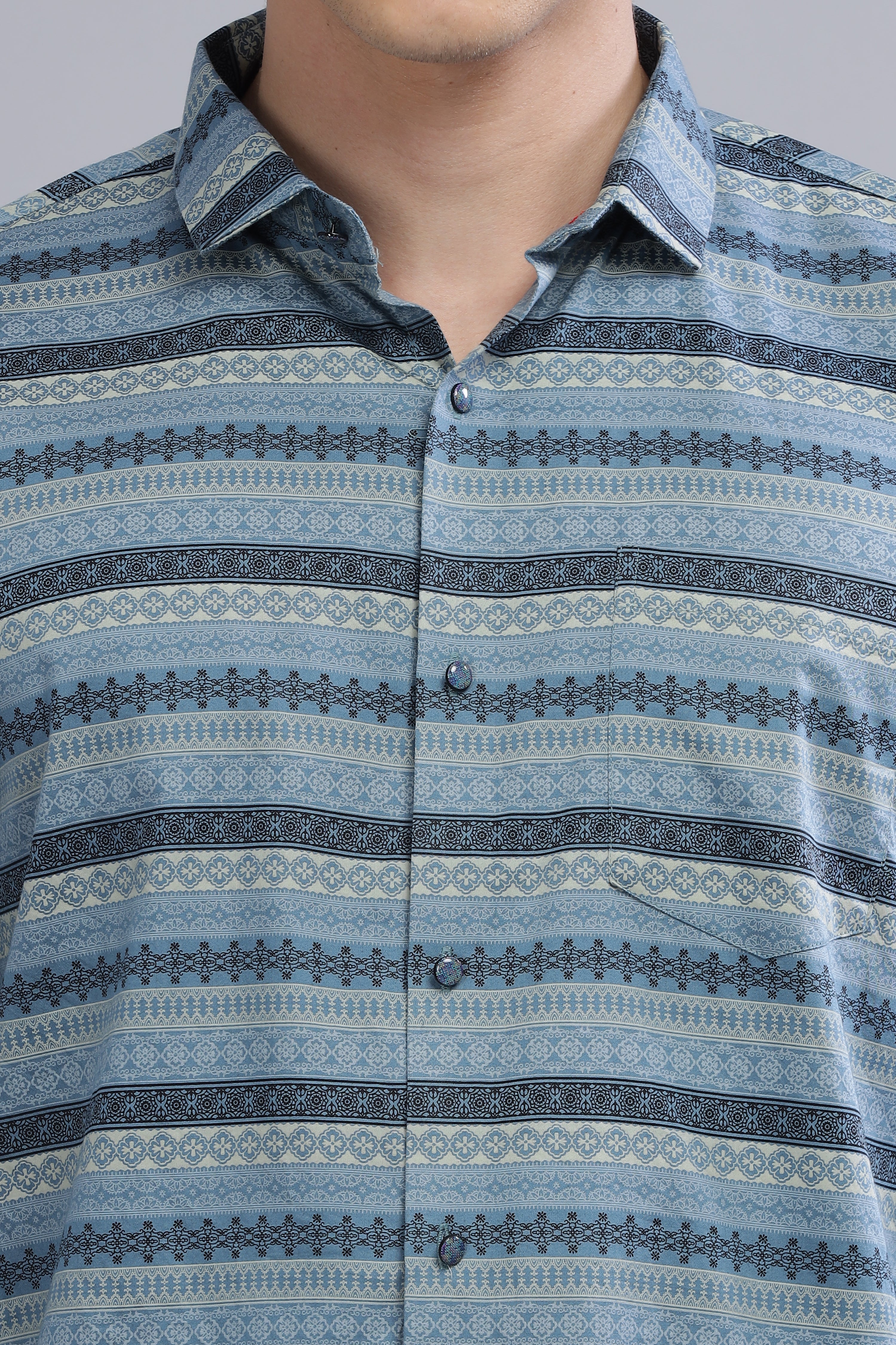 Stripes Design Blue Shirt