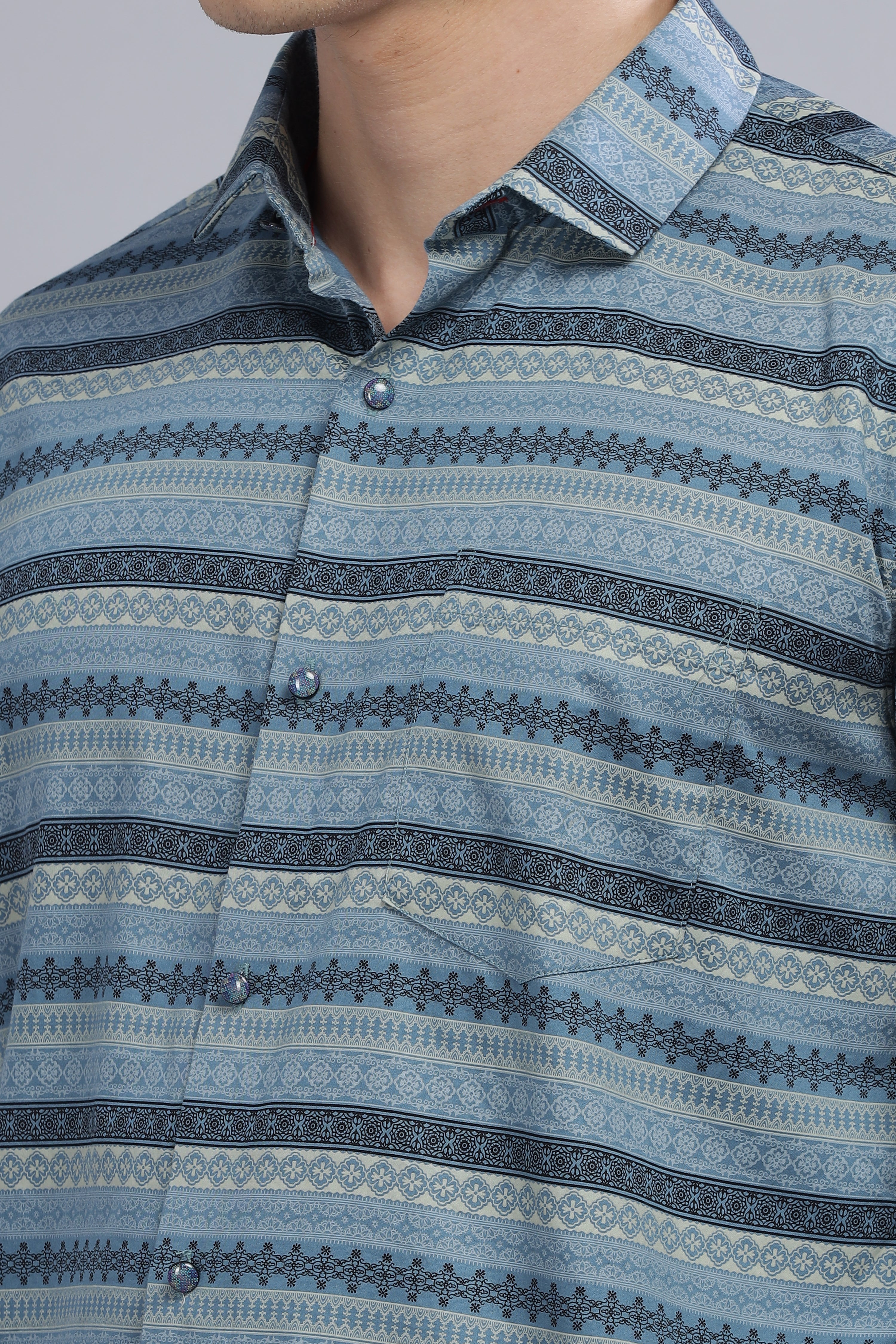 Stripes Design Blue Shirt