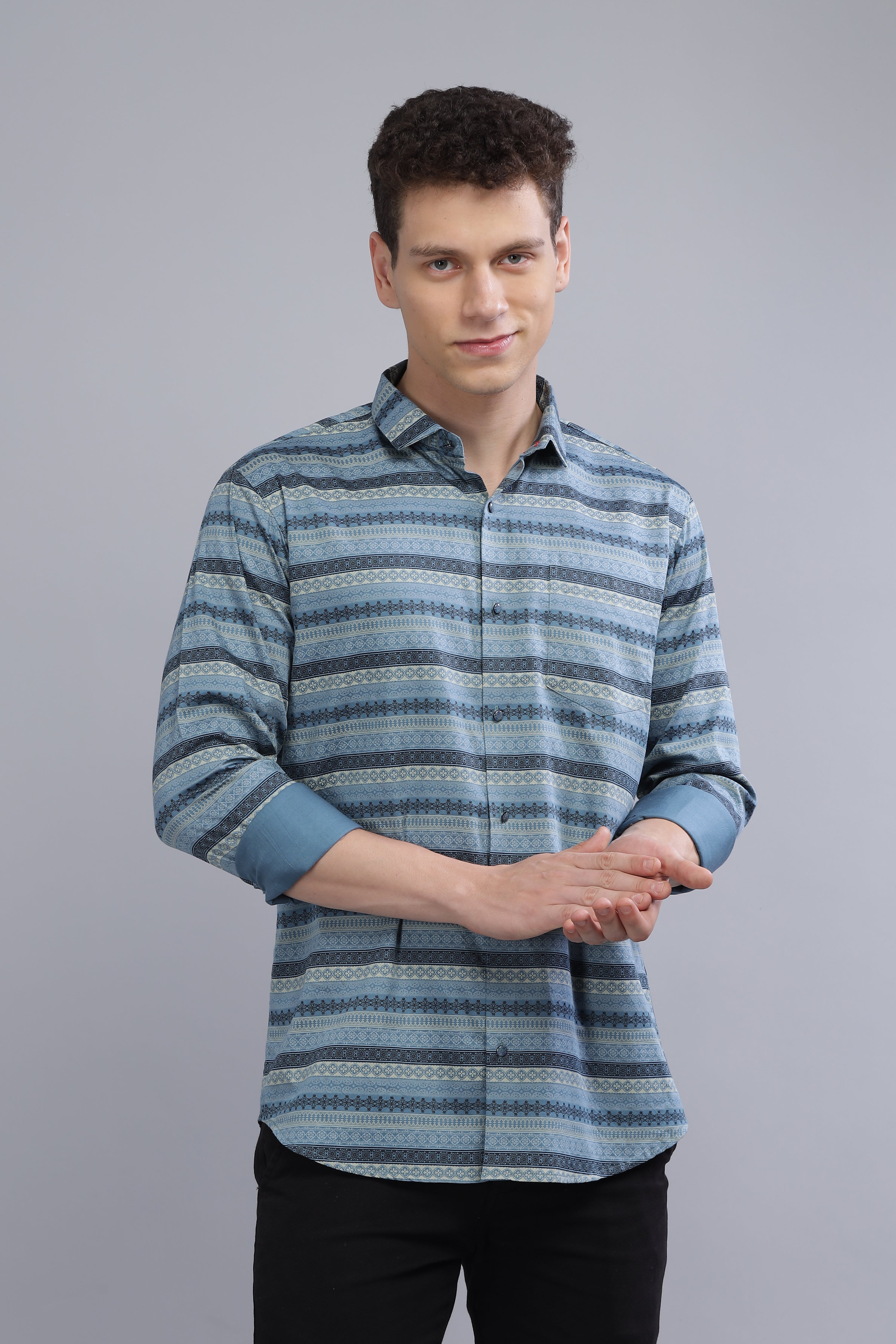 Stripes Design Blue Shirt