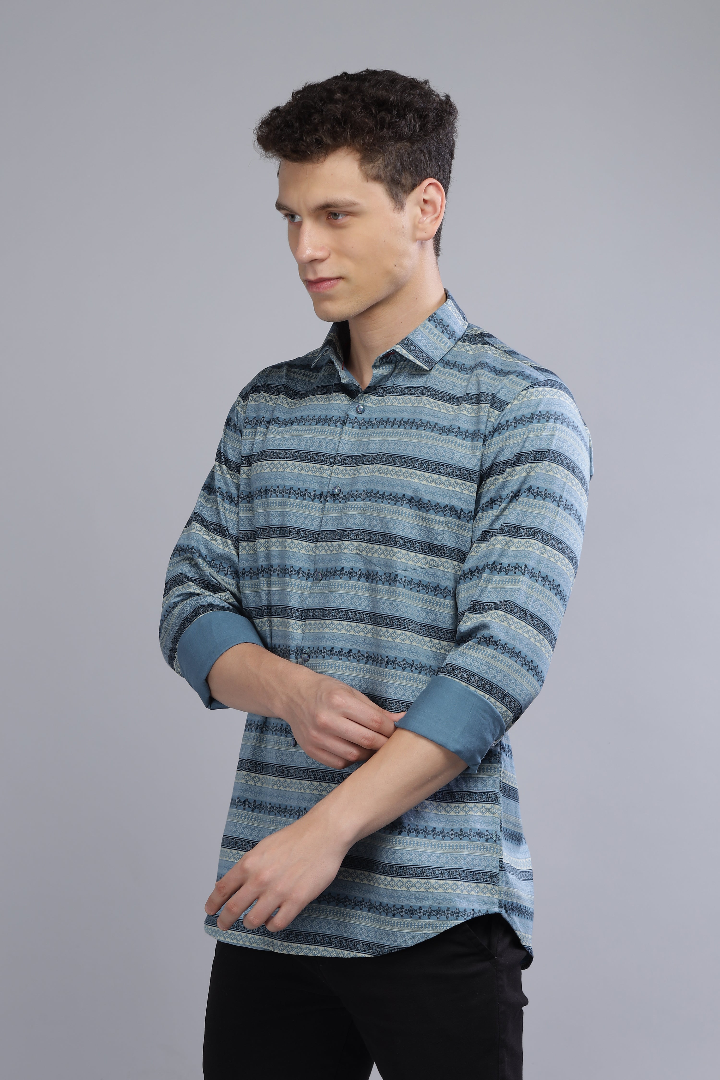 Stripes Design Blue Shirt