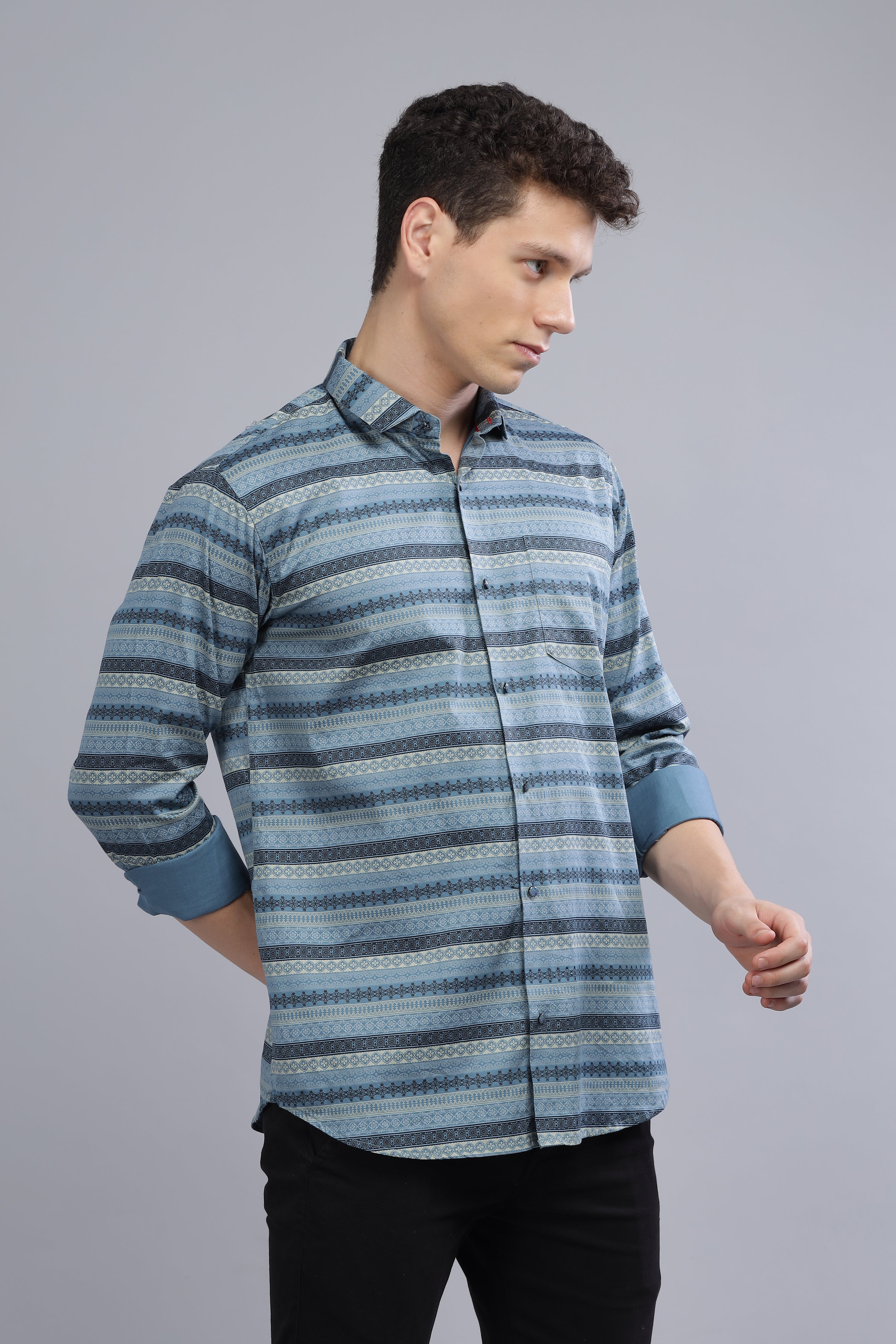 Stripes Design Blue Shirt