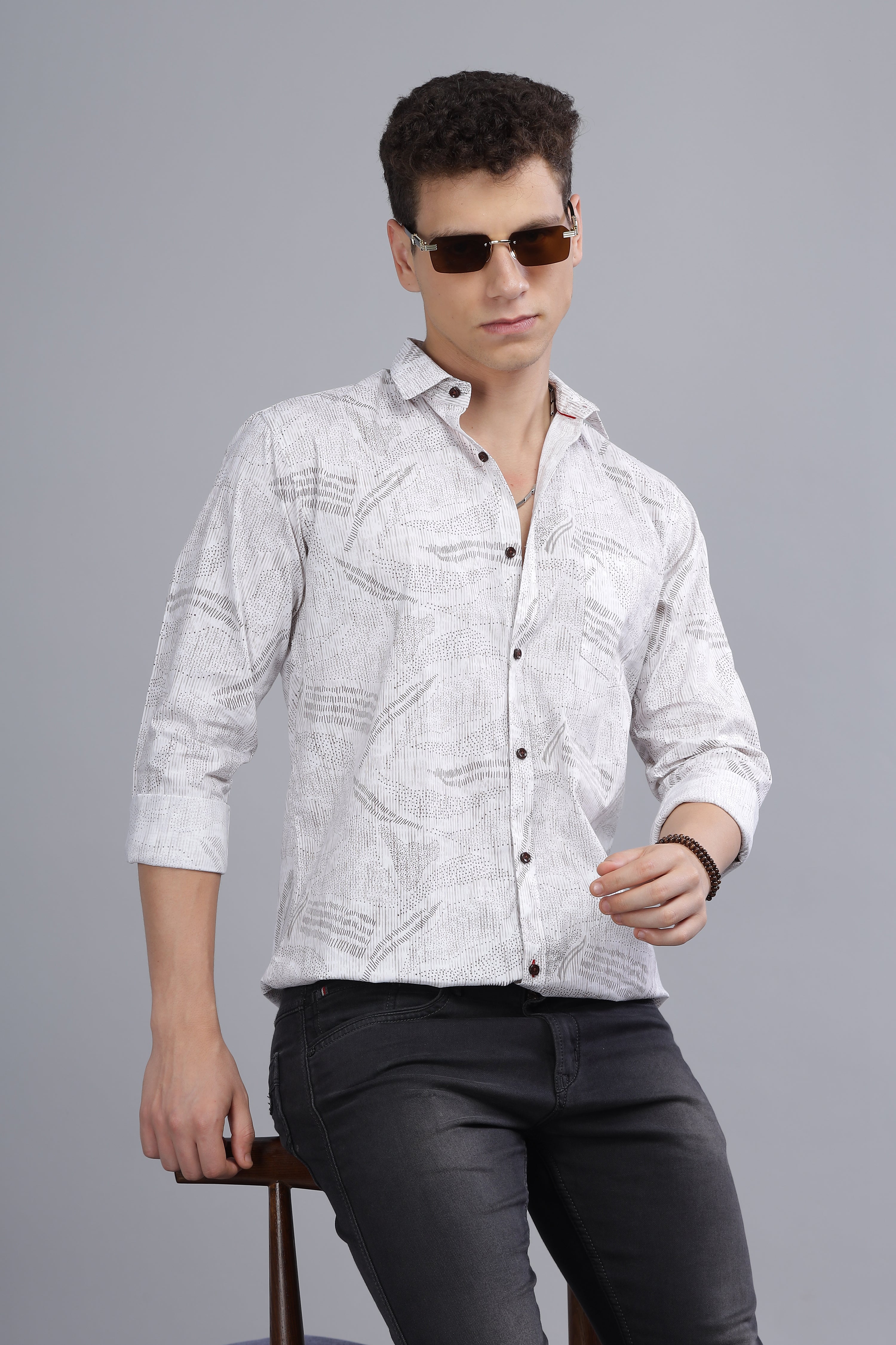 Formal Printed White Shirt