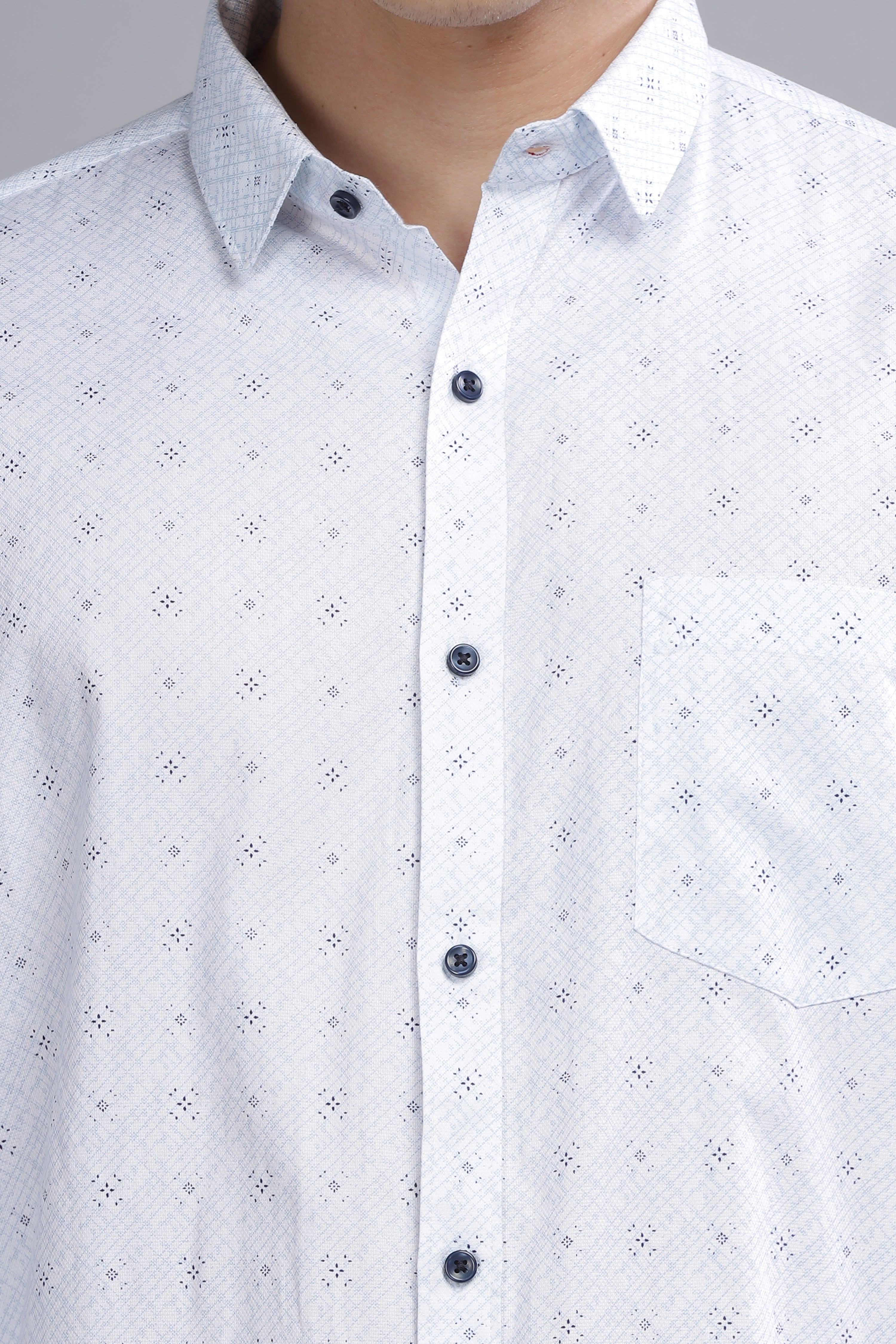 White Formal Printed Shirt