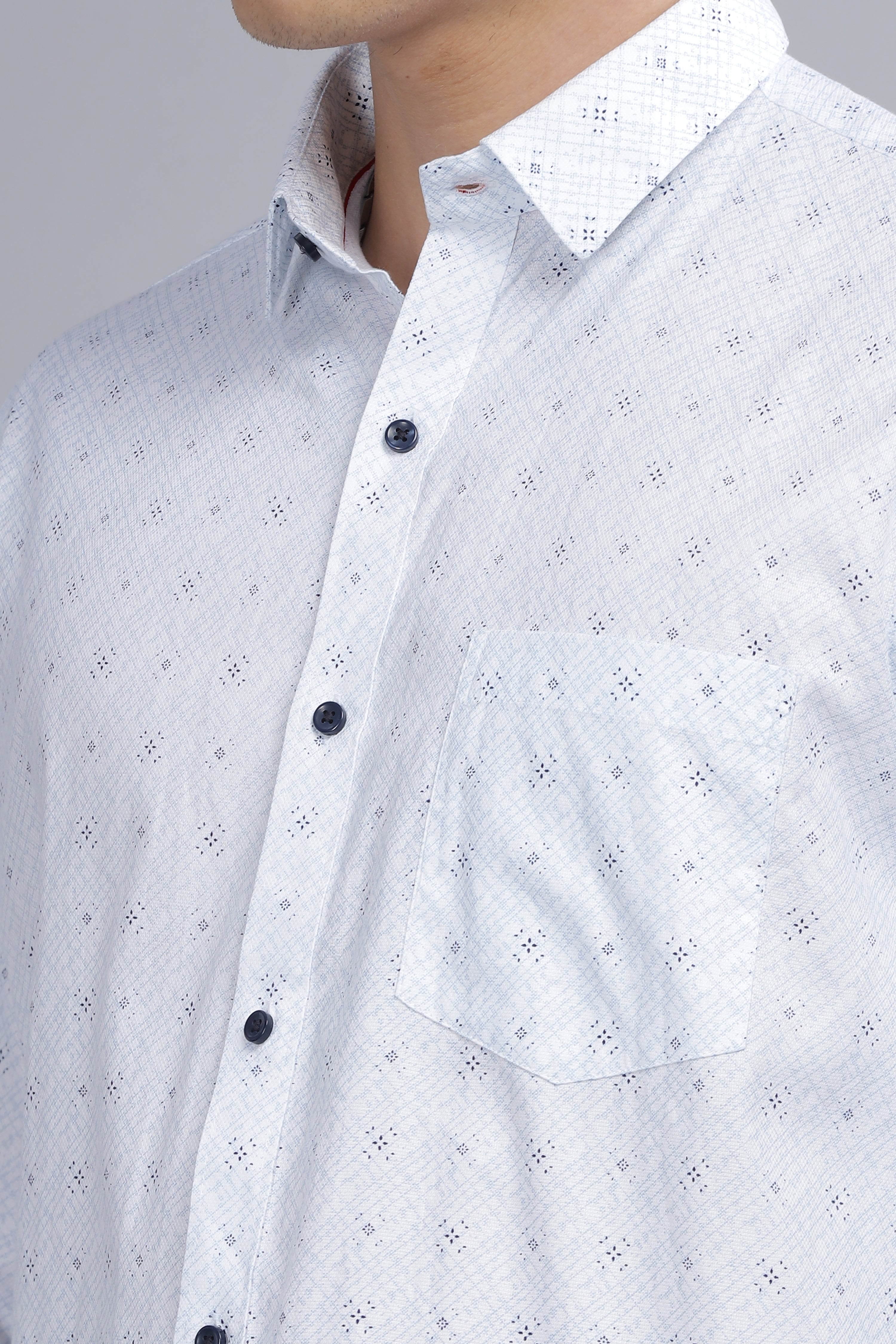 White Formal Printed Shirt