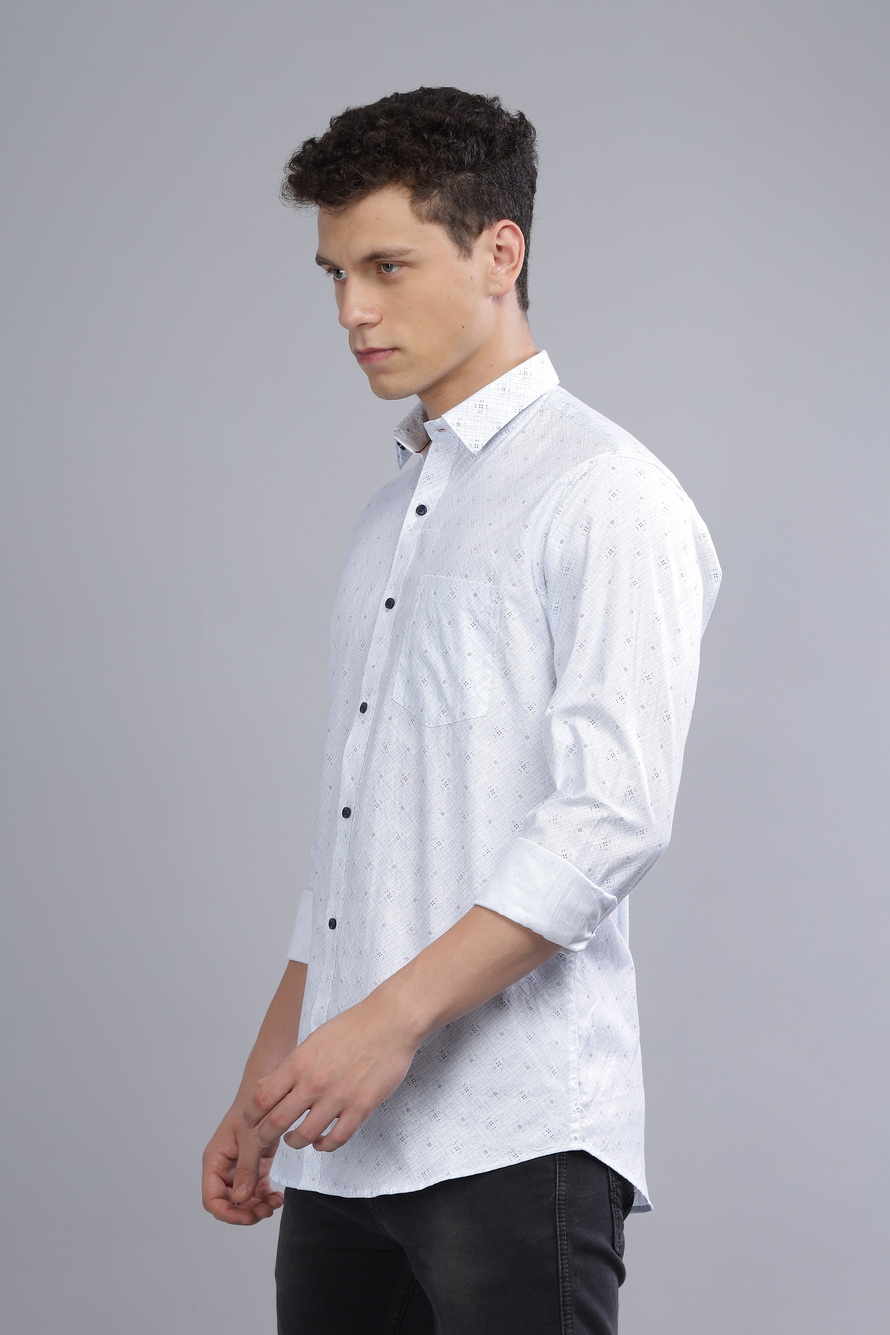 White Formal Printed Shirt