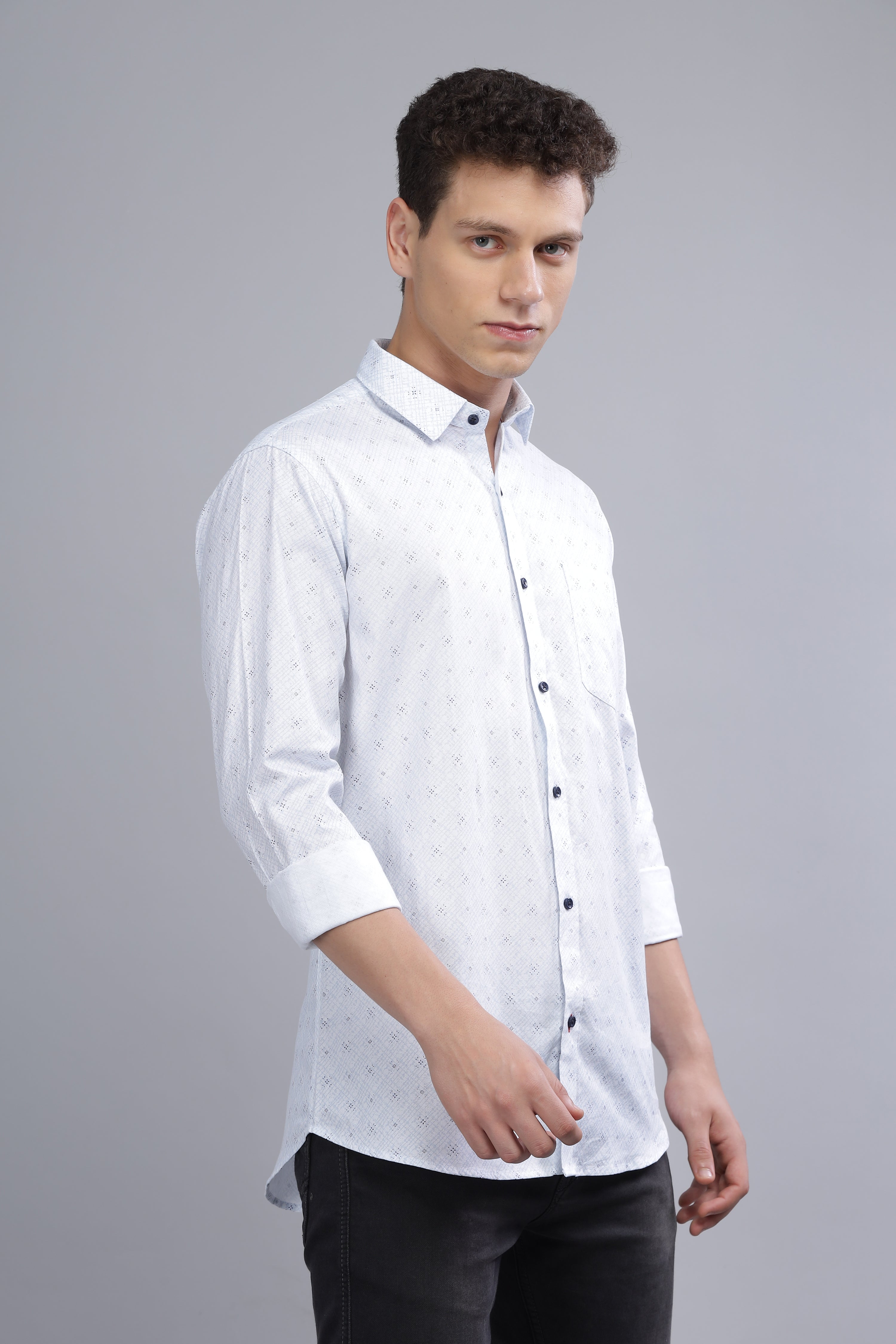 White Formal Printed Shirt