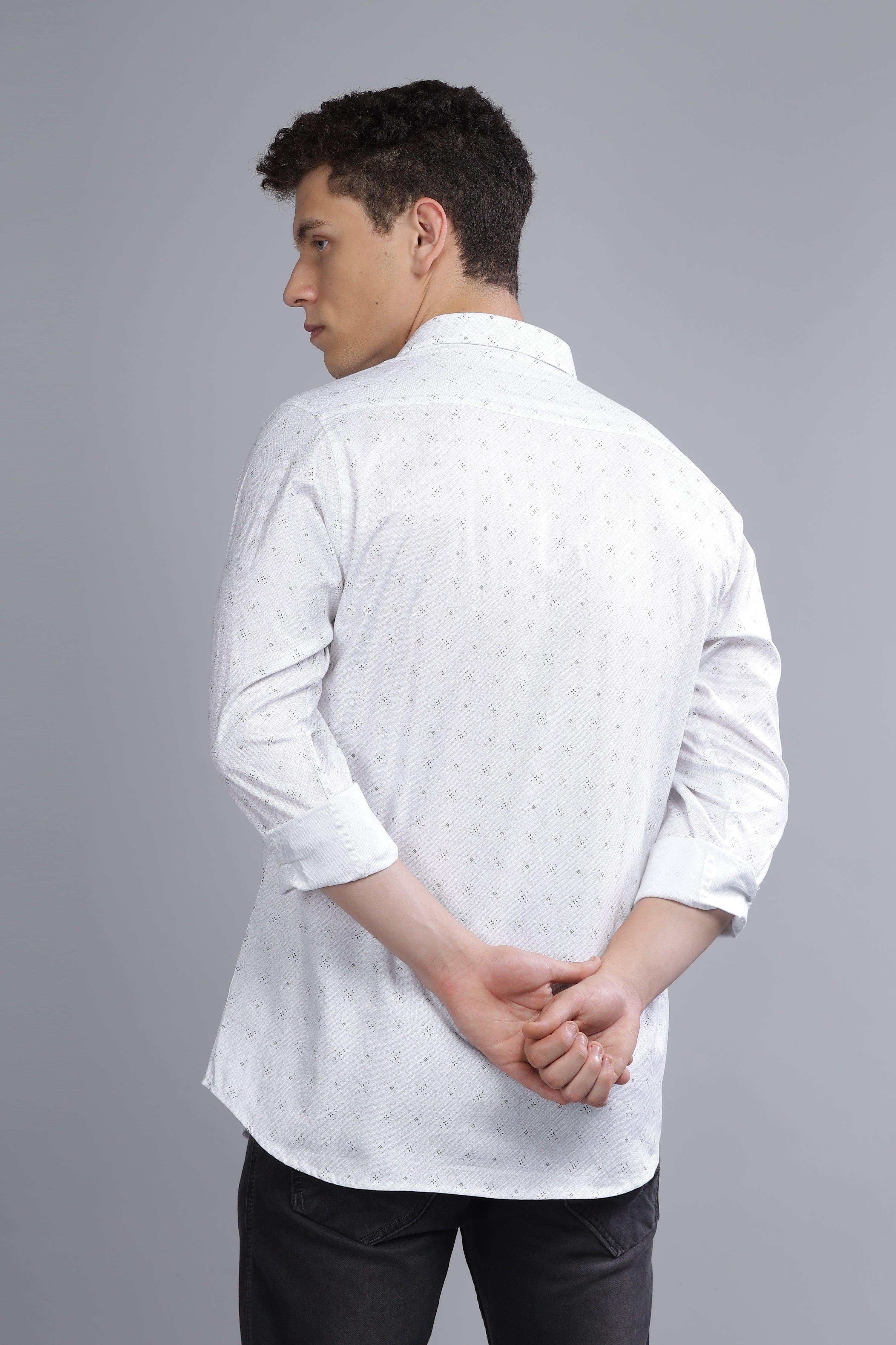 White Formal Printed Shirt