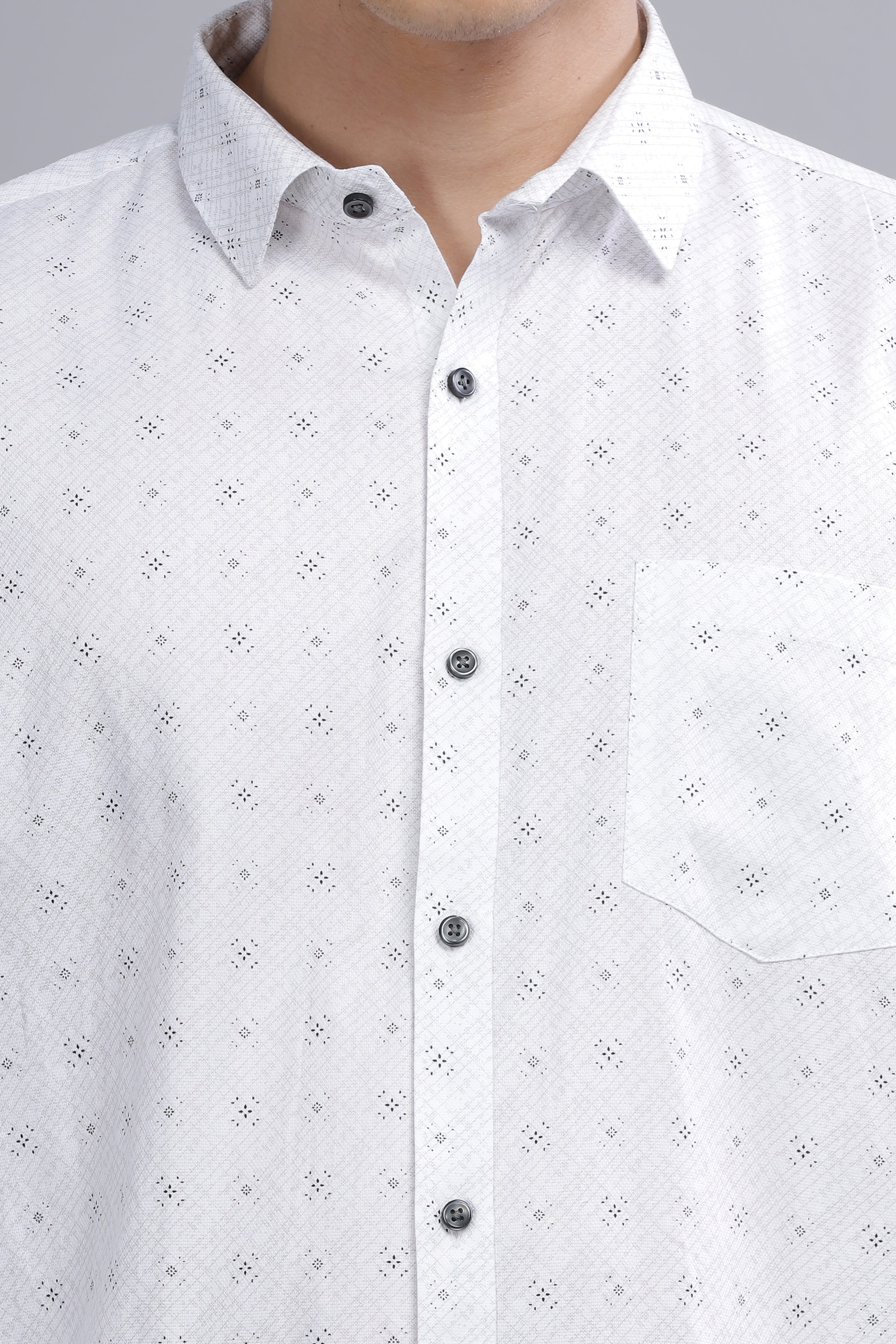 White Formal Printed Shirt