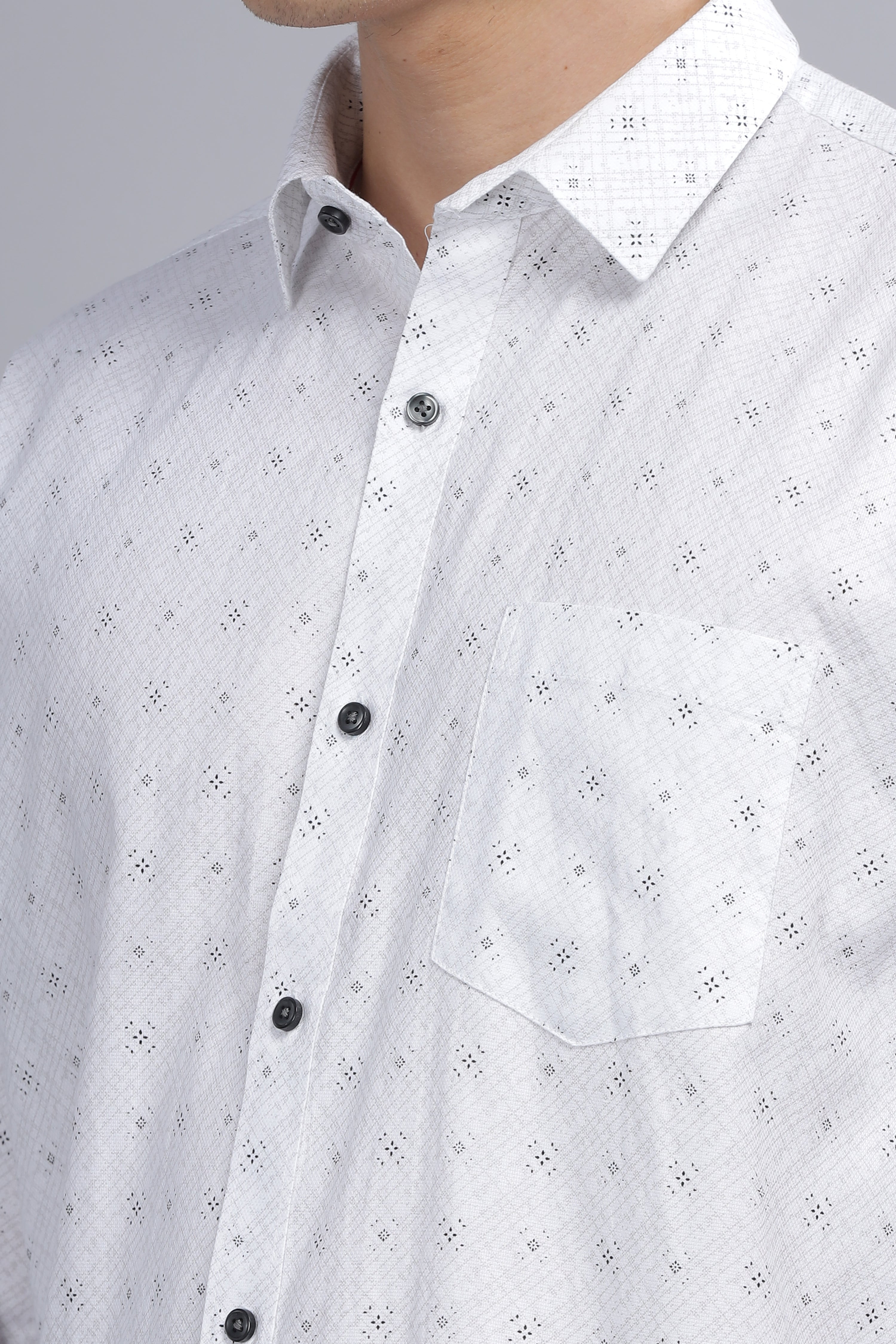 White Formal Printed Shirt