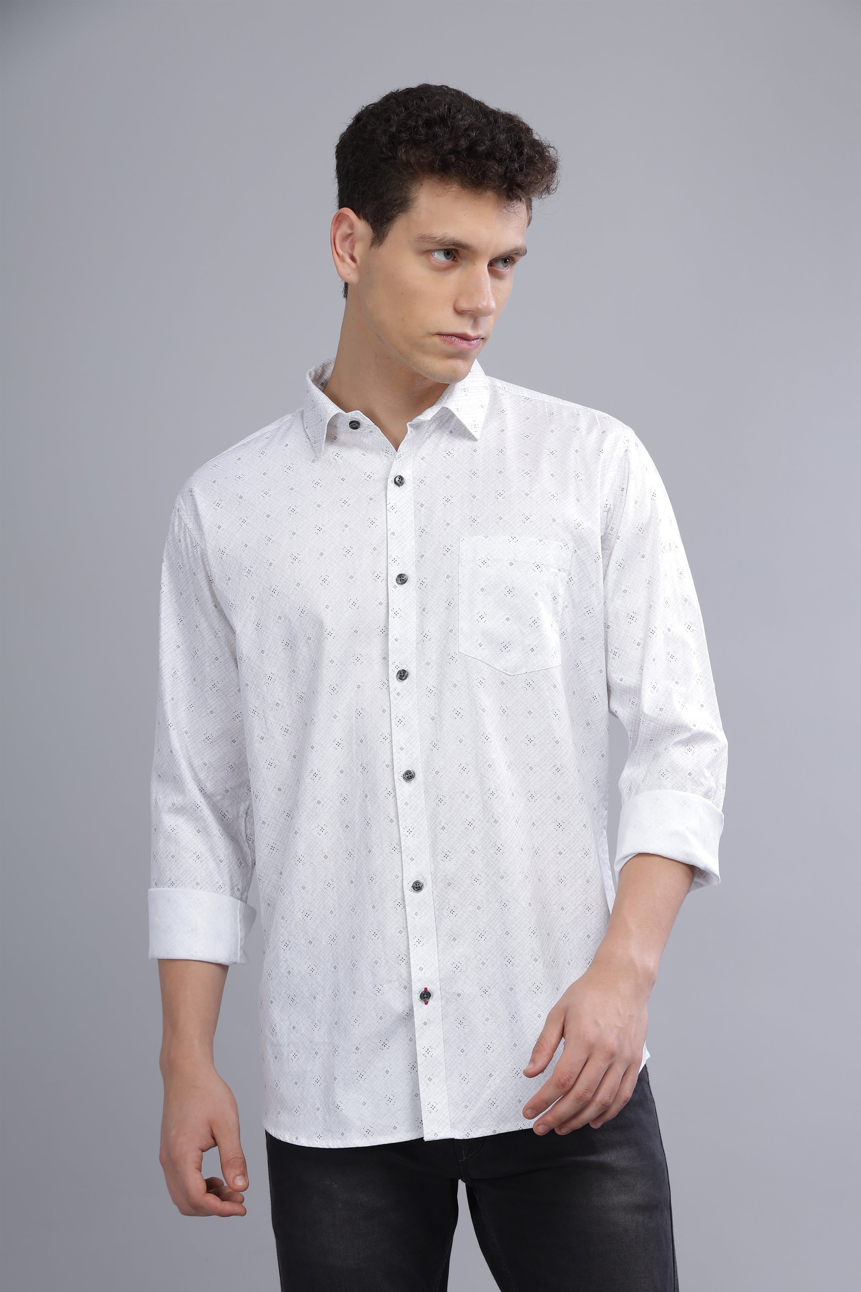 White Formal Printed Shirt