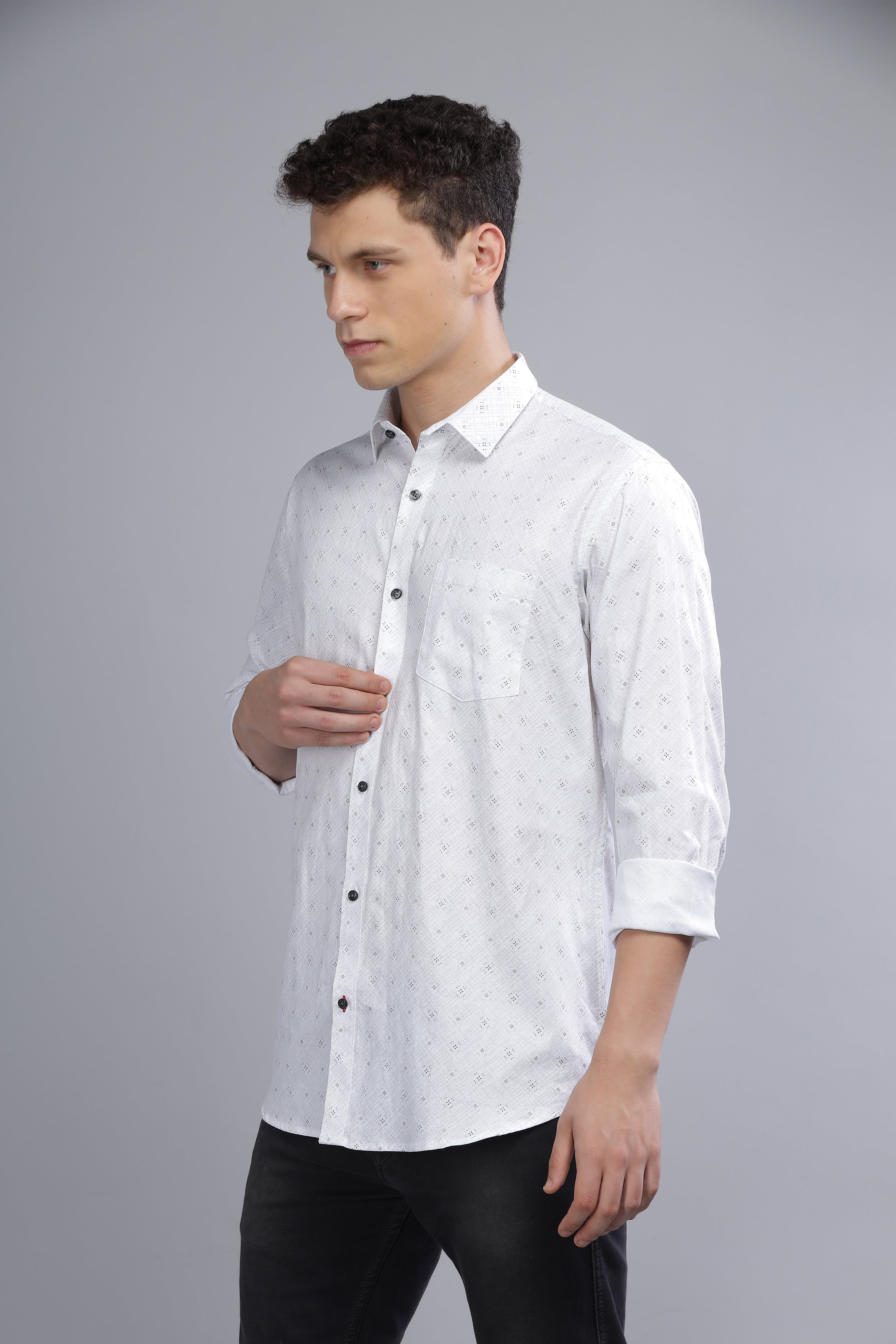 White Formal Printed Shirt