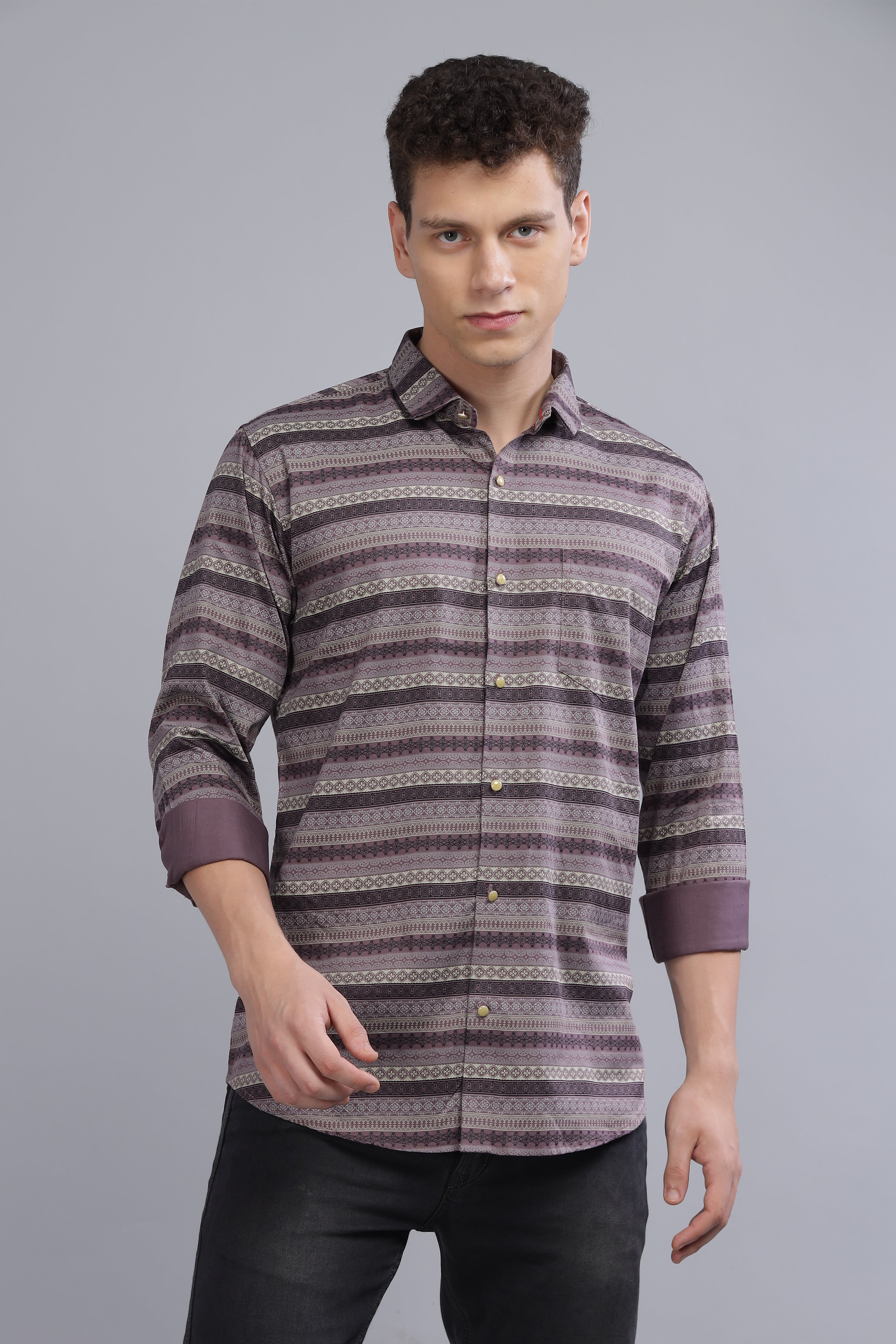 Stripes Design Brown Shirt