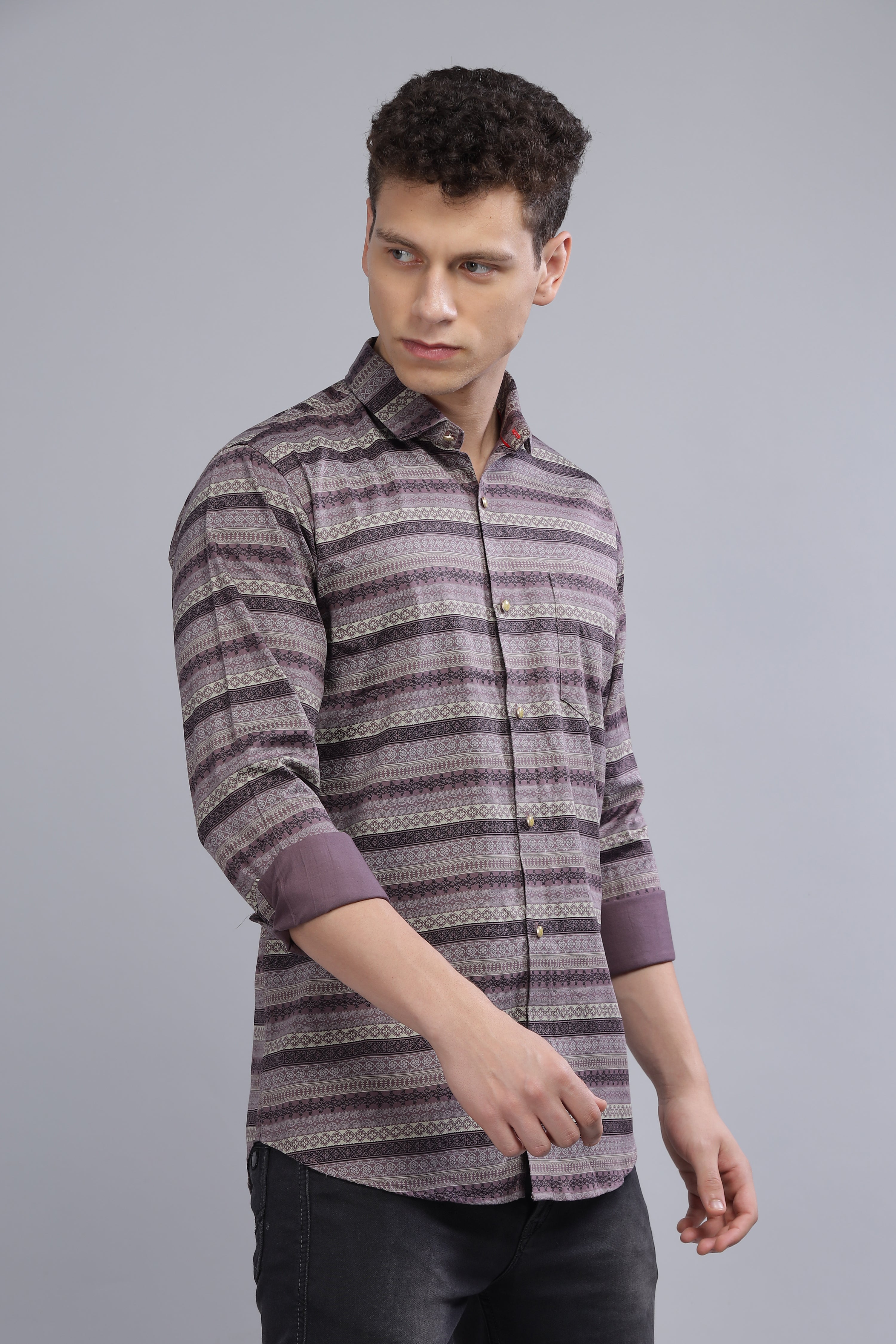 Stripes Design Brown Shirt