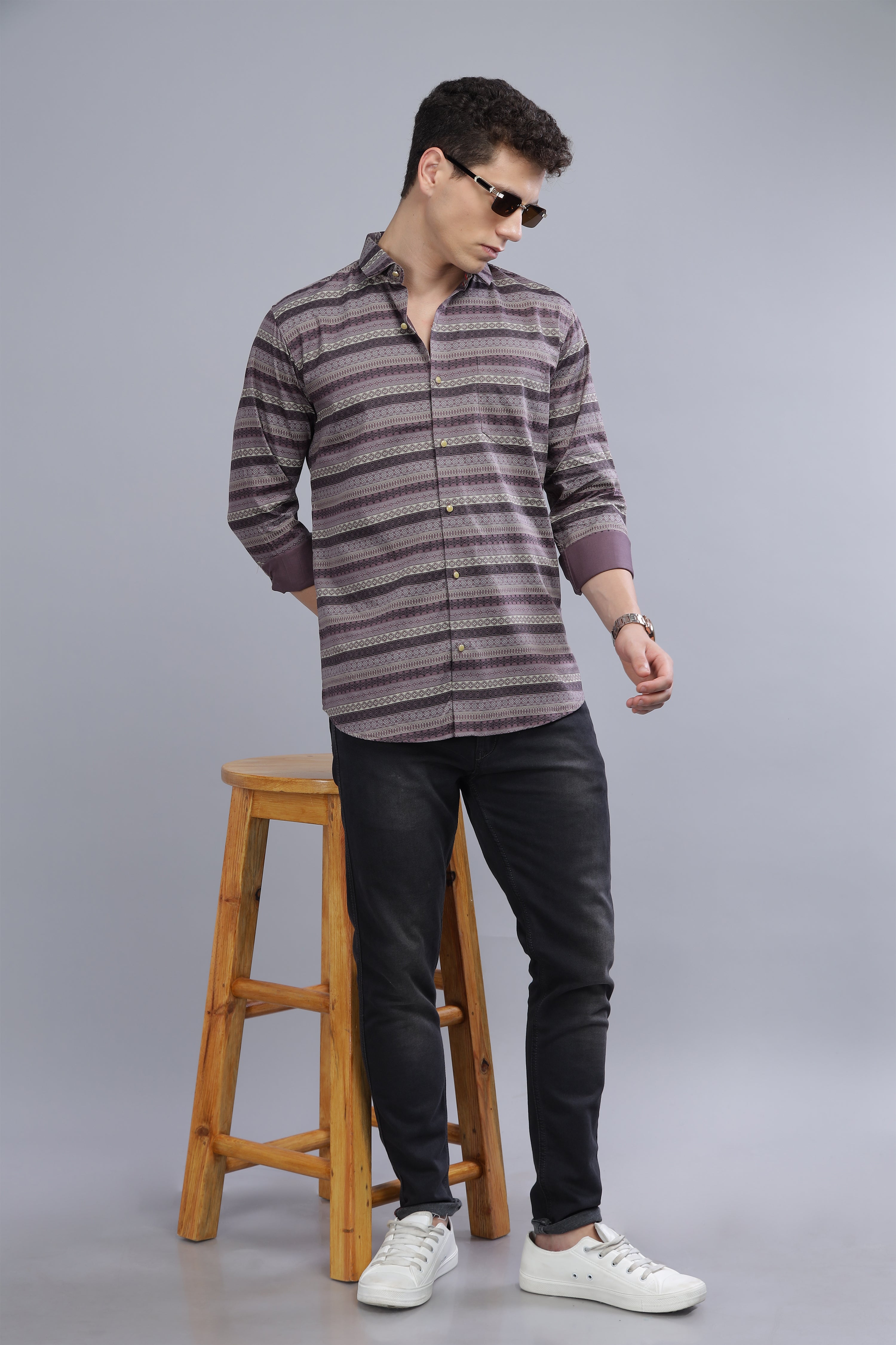 Stripes Design Brown Shirt