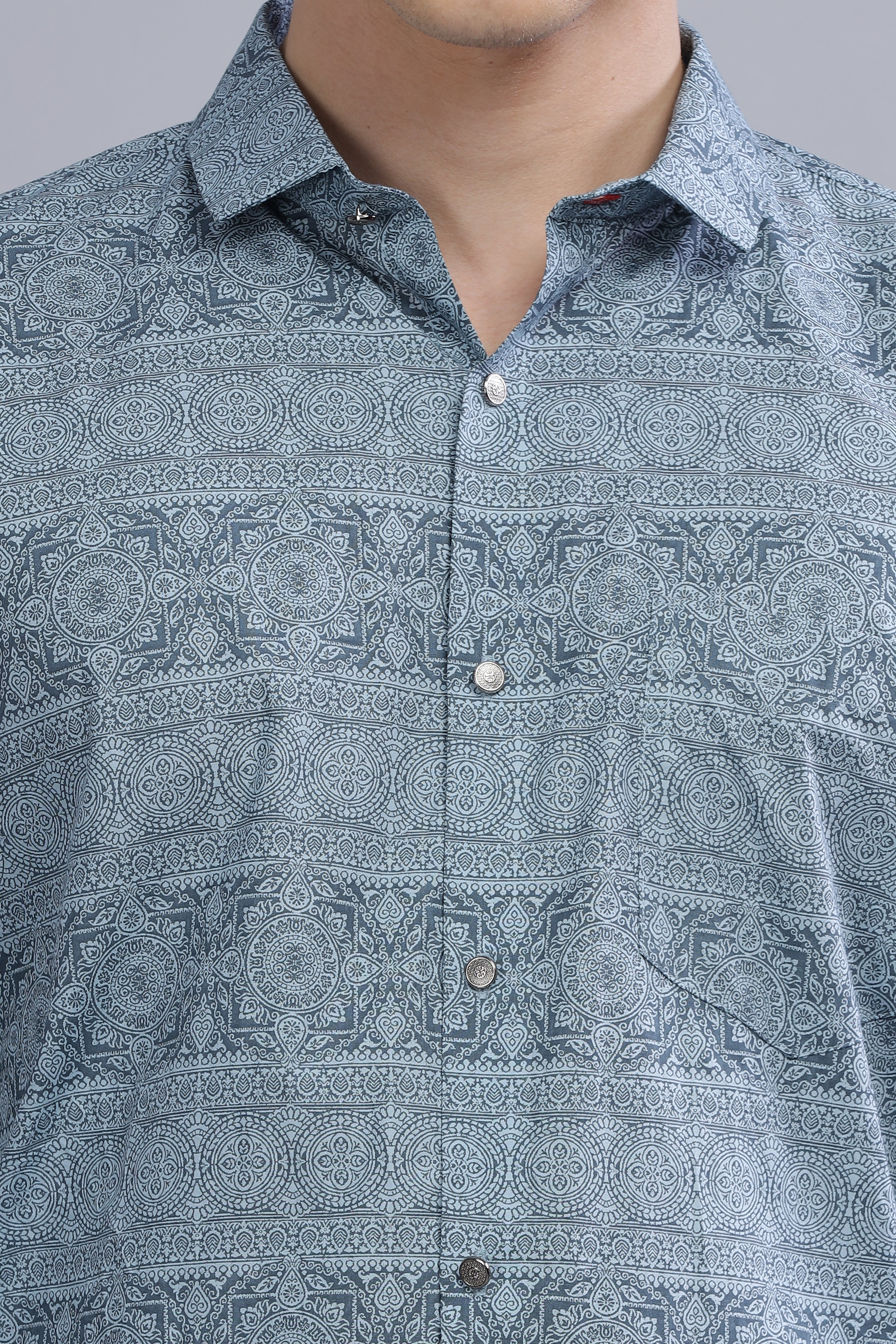 Casual Printed Blue Shirt