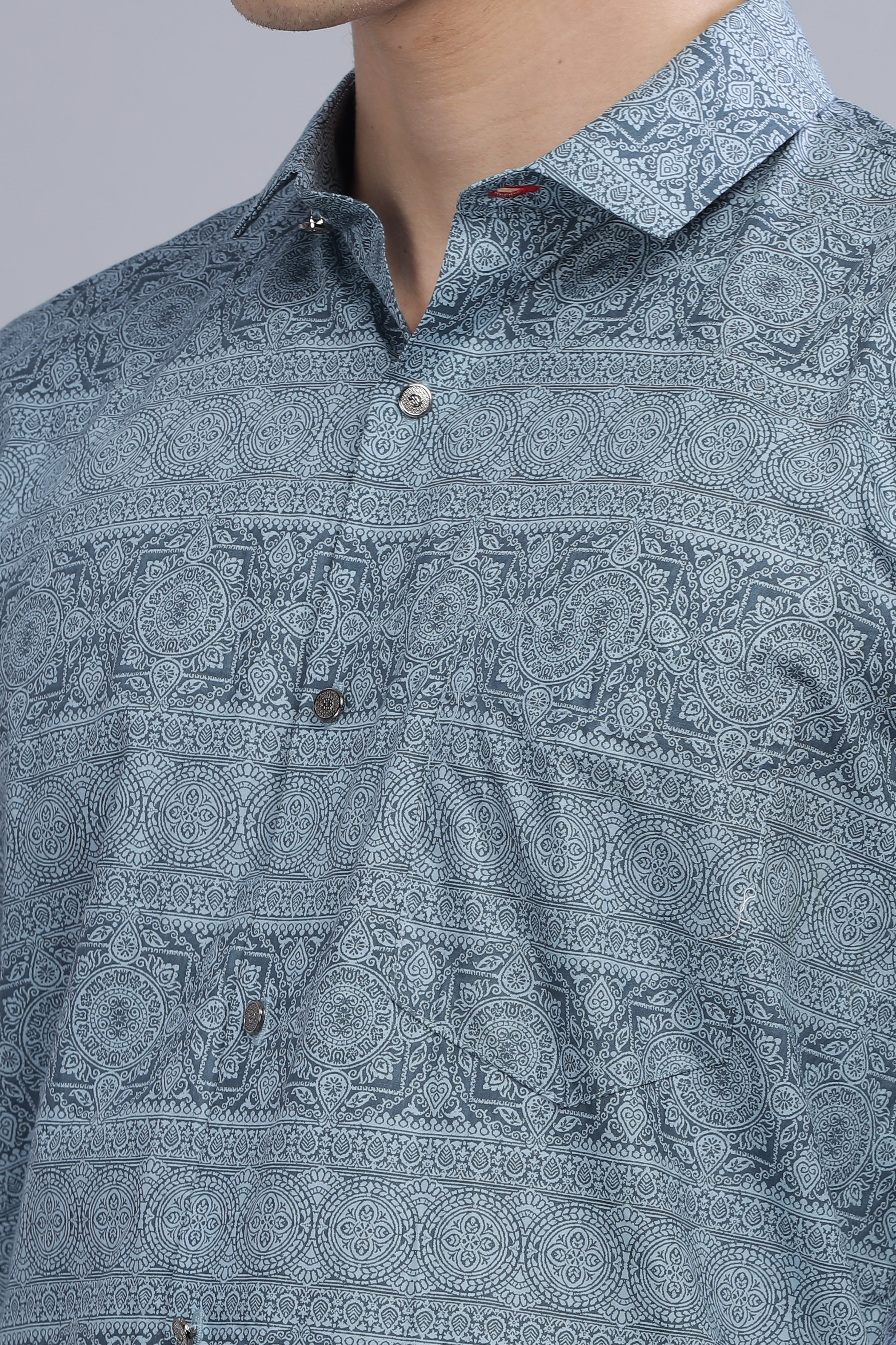 Casual Printed Blue Shirt