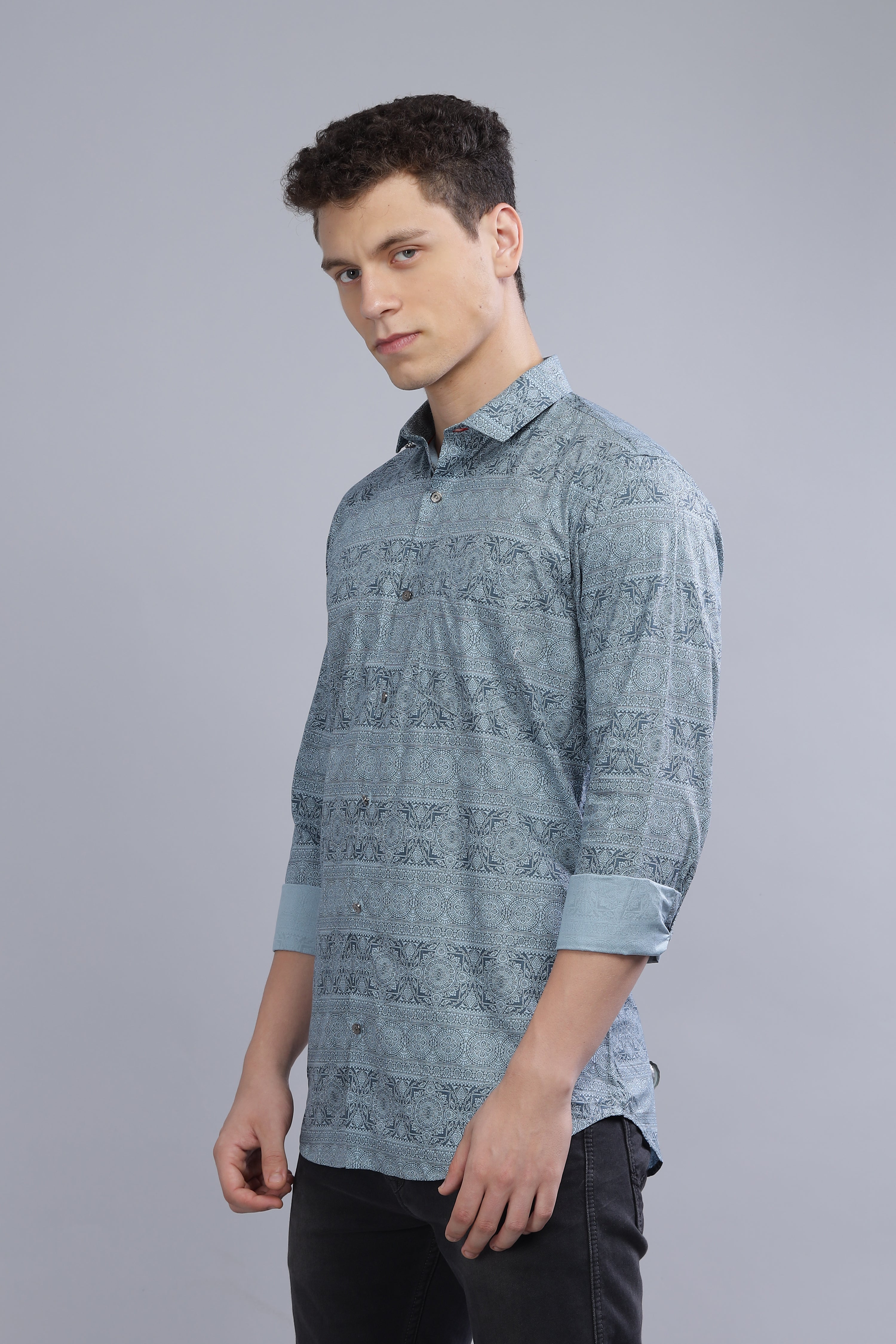 Casual Printed Blue Shirt