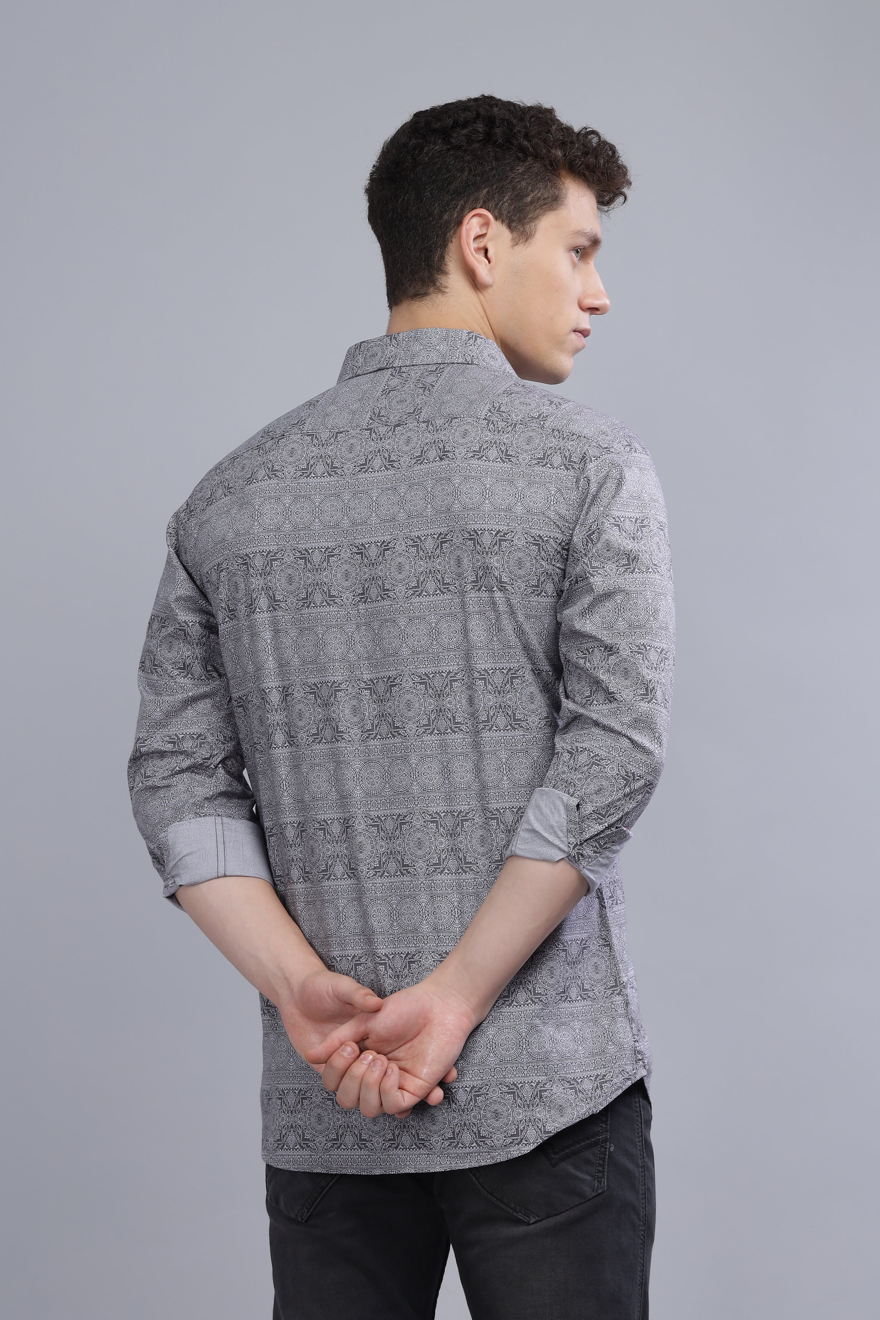 Casual Printed Grey Shirt