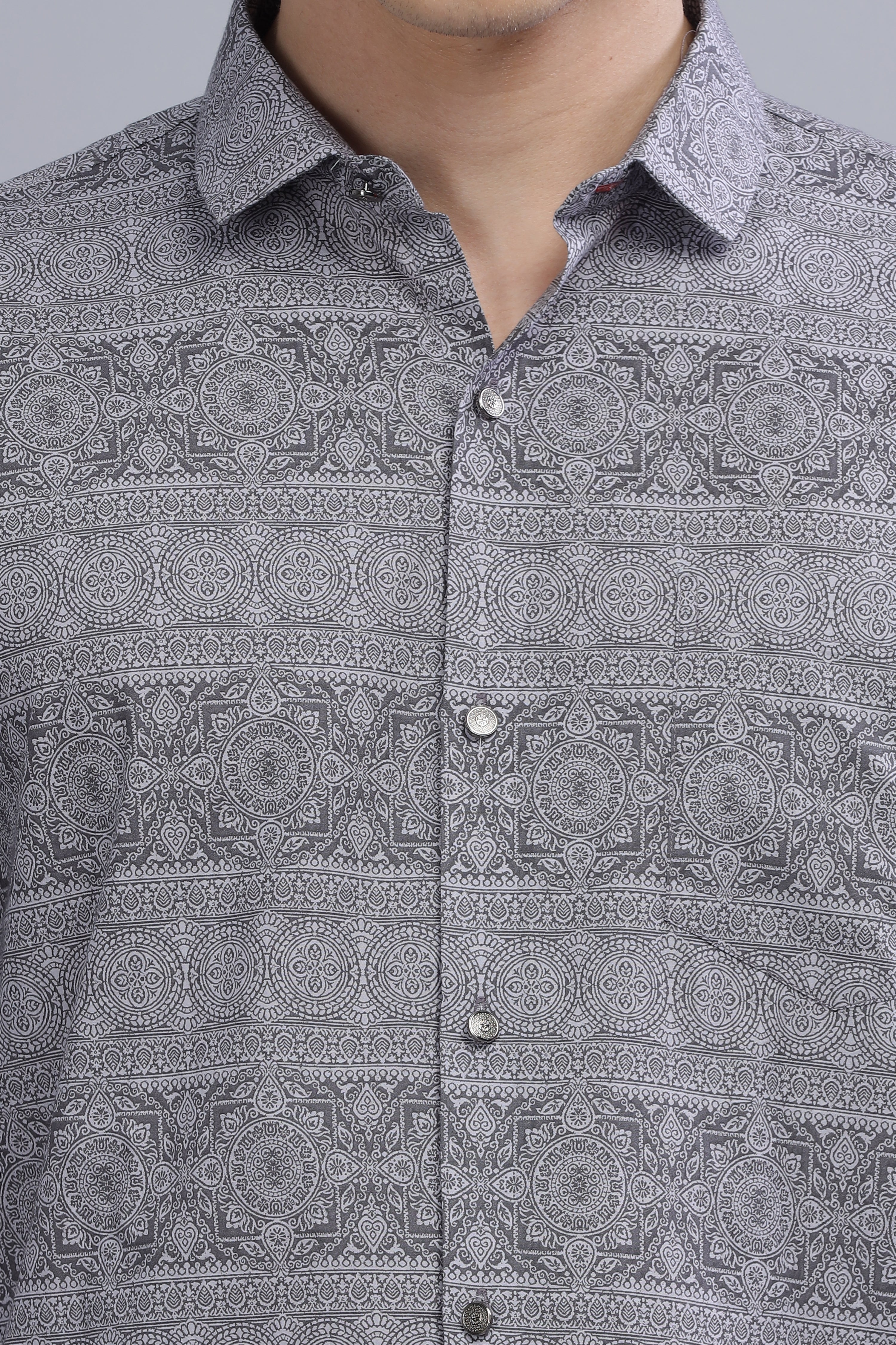 Casual Printed Grey Shirt