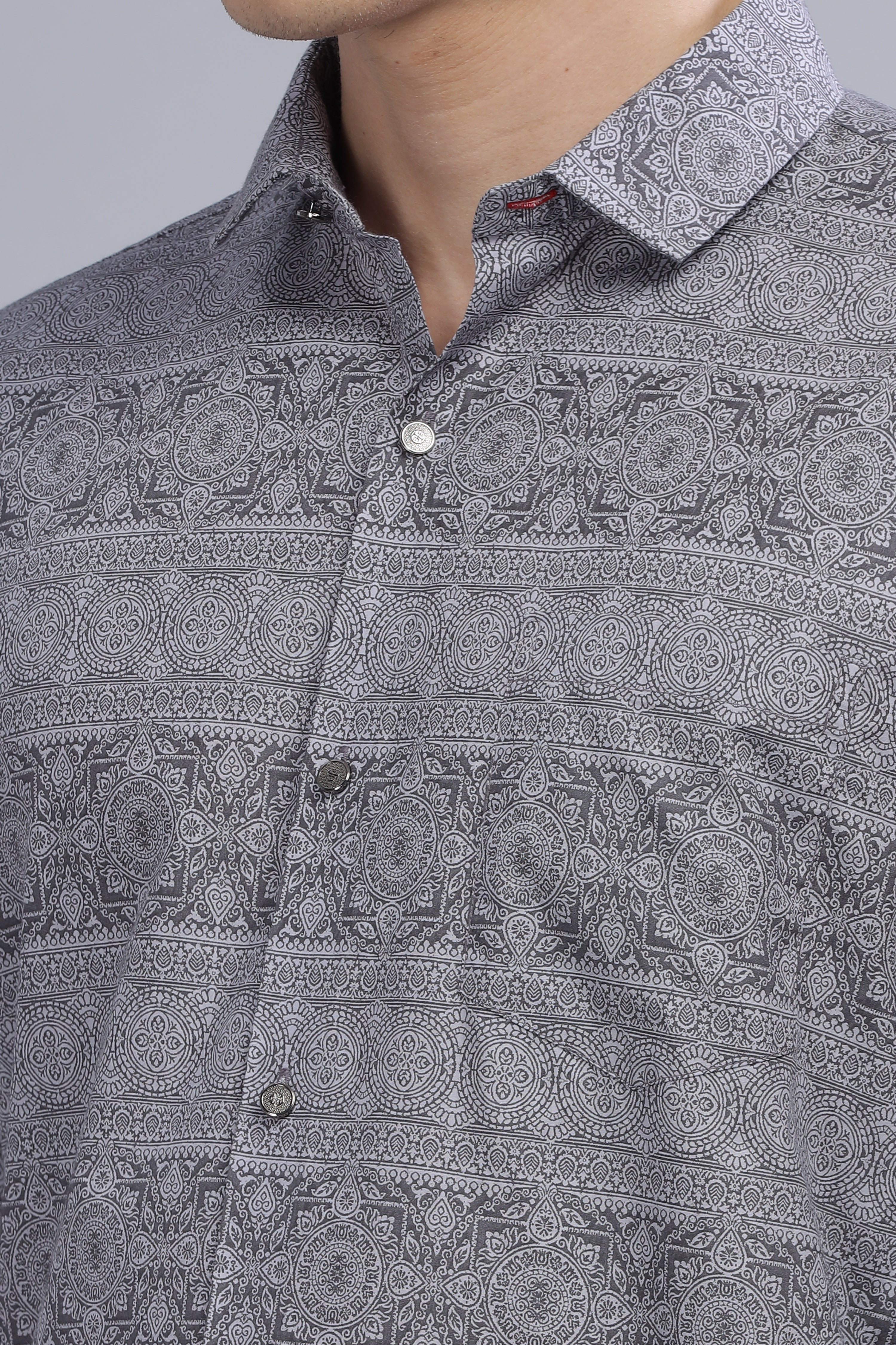 Casual Printed Grey Shirt