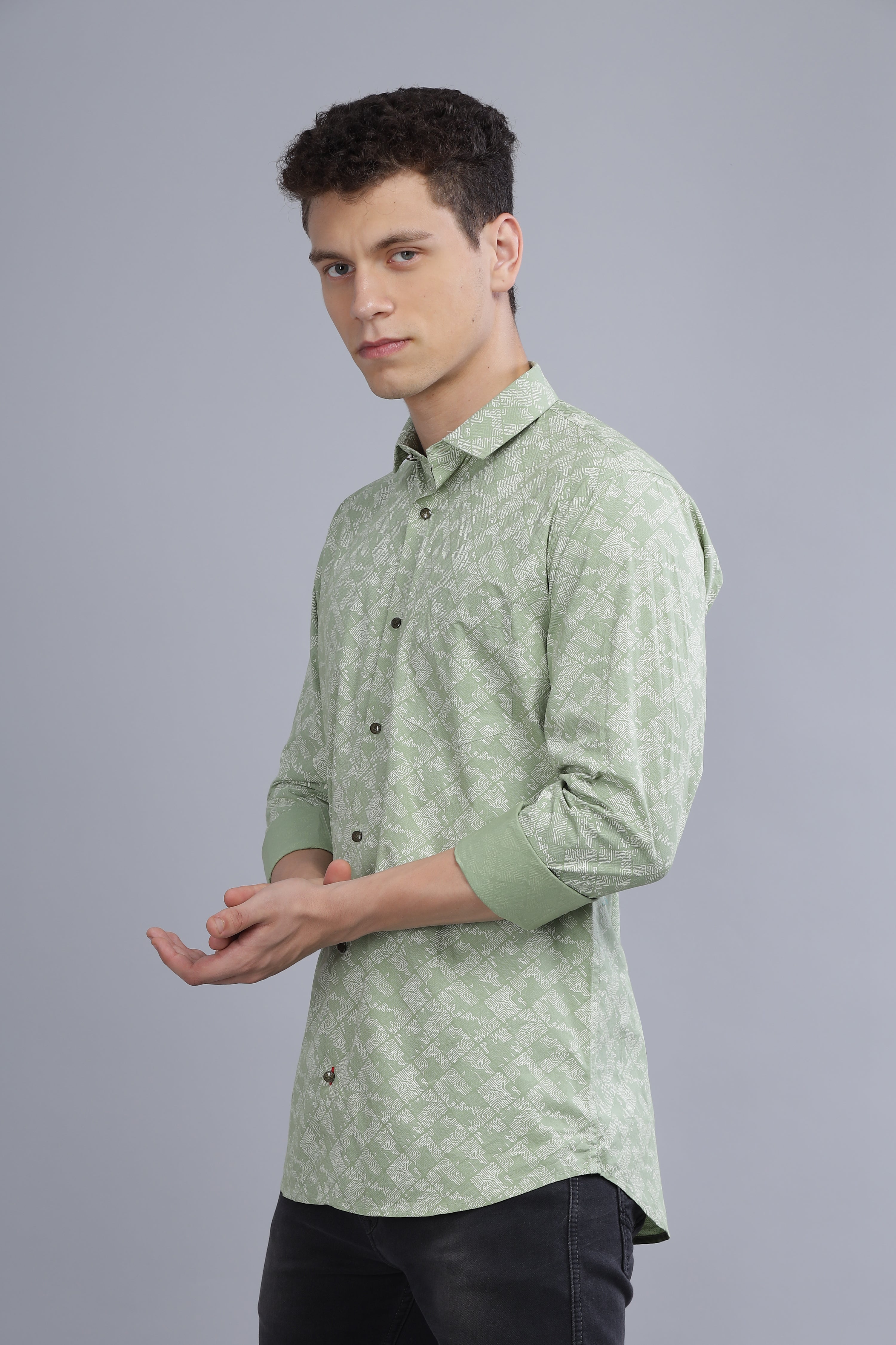 Green Printed Digital Shirt