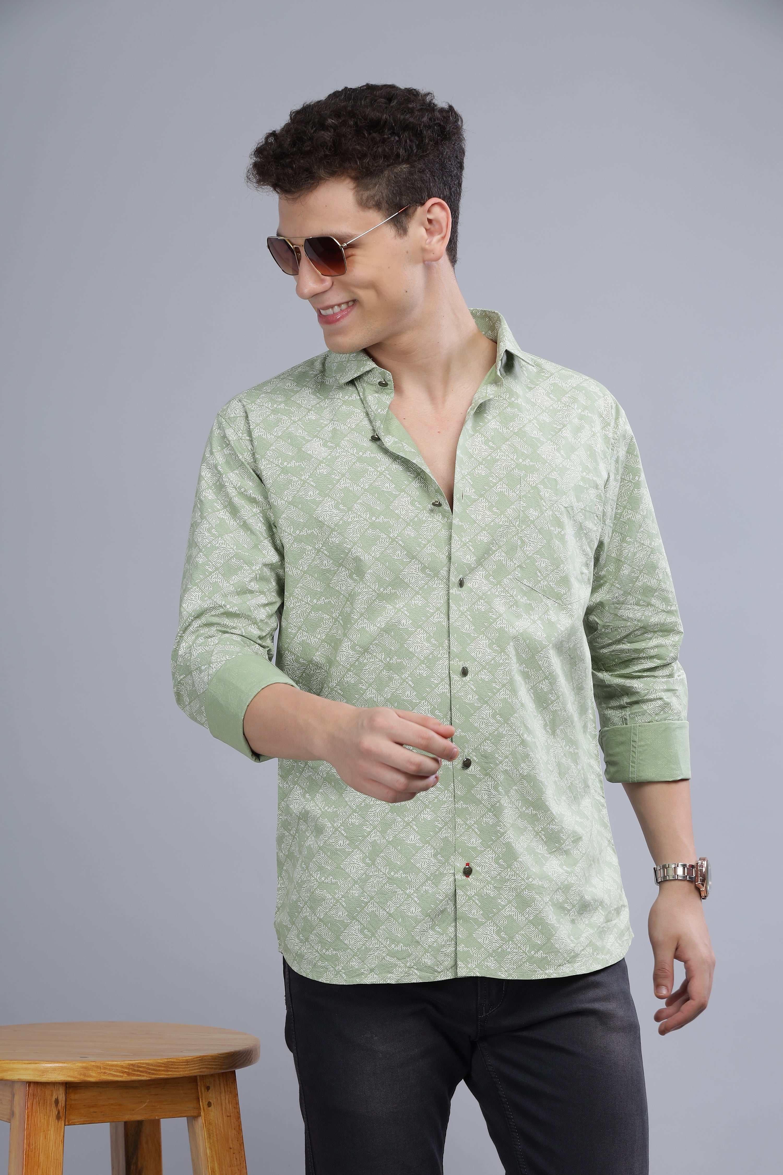 Green Printed Digital Shirt