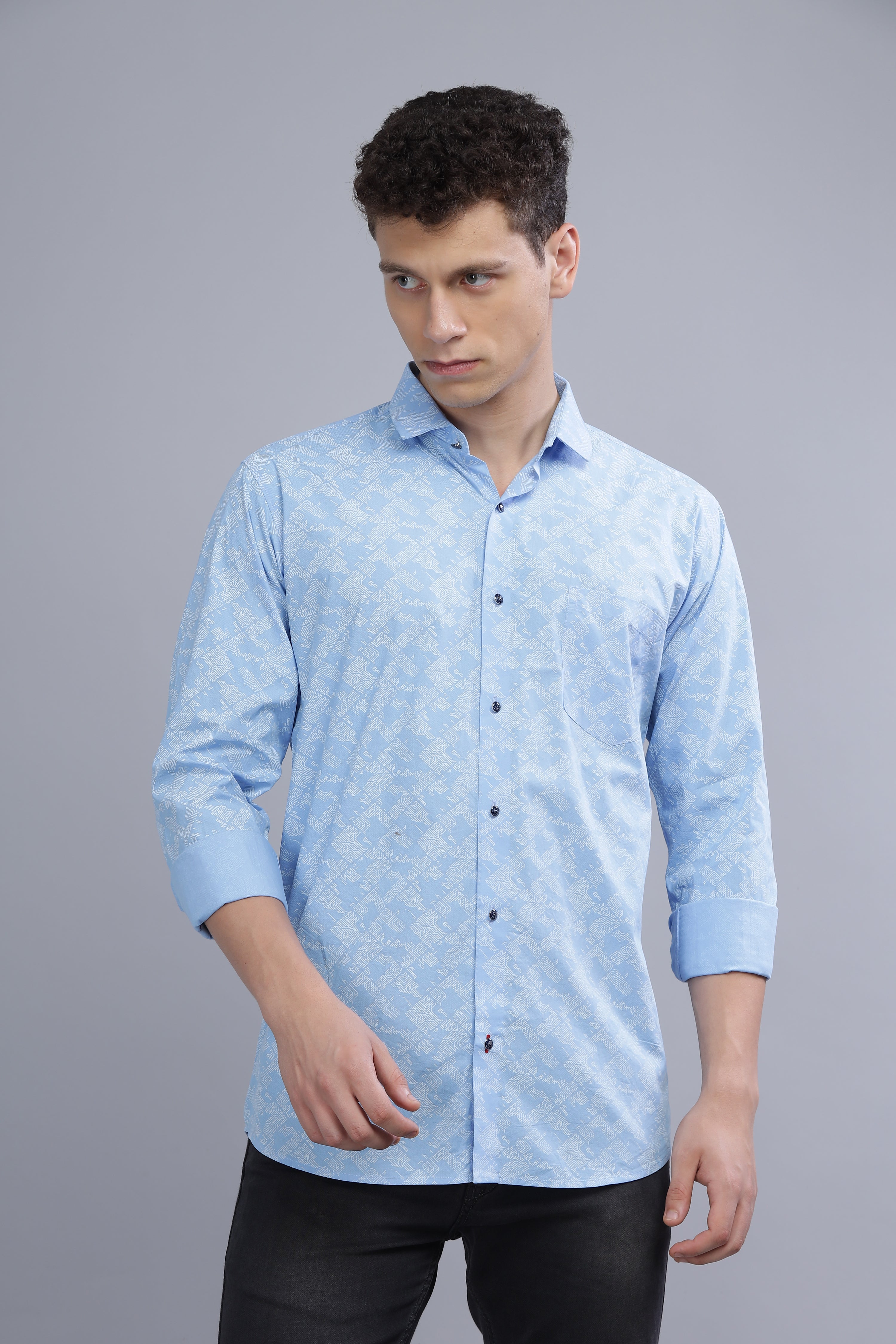 Blue Printed Digital Shirt