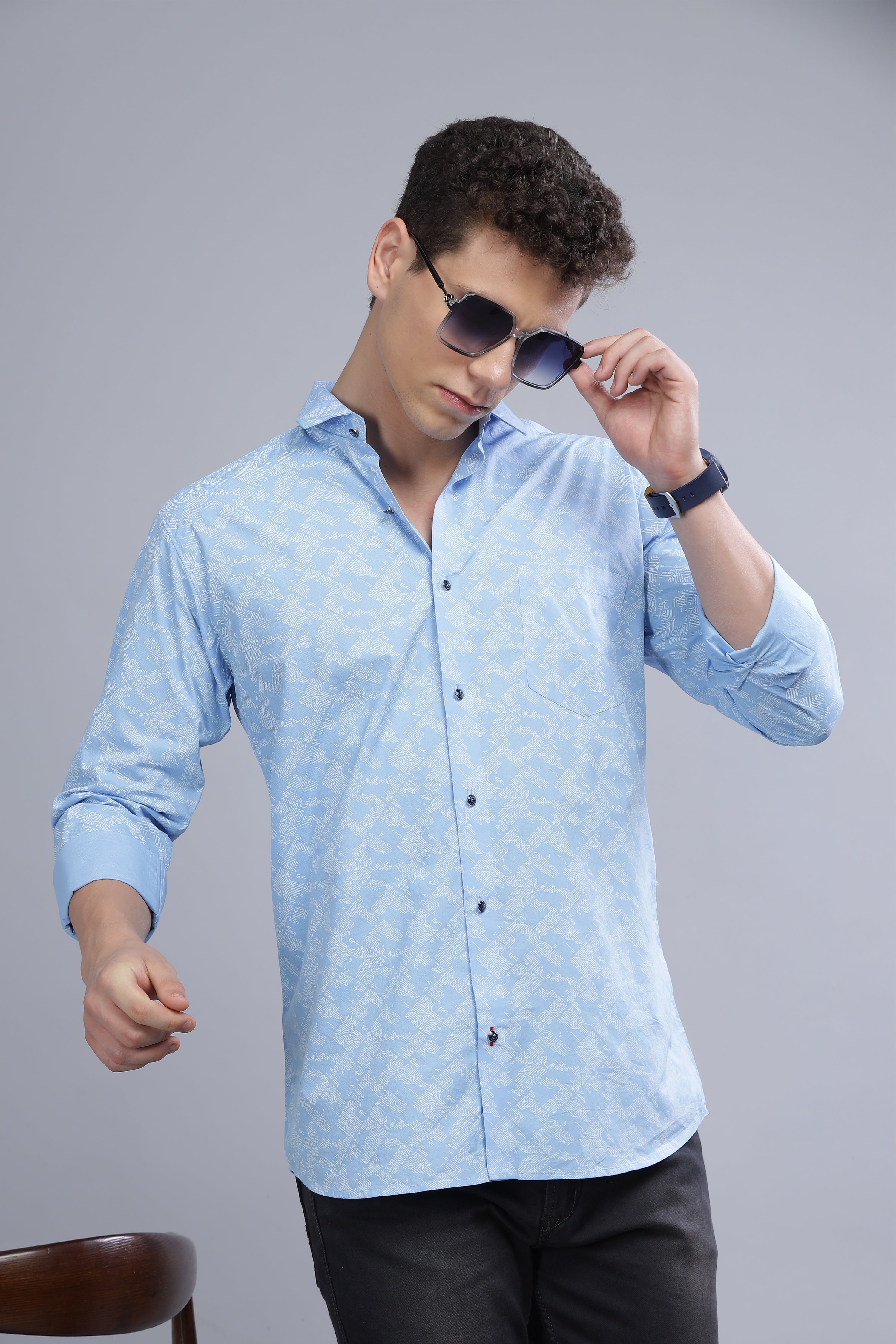 Blue Printed Digital Shirt