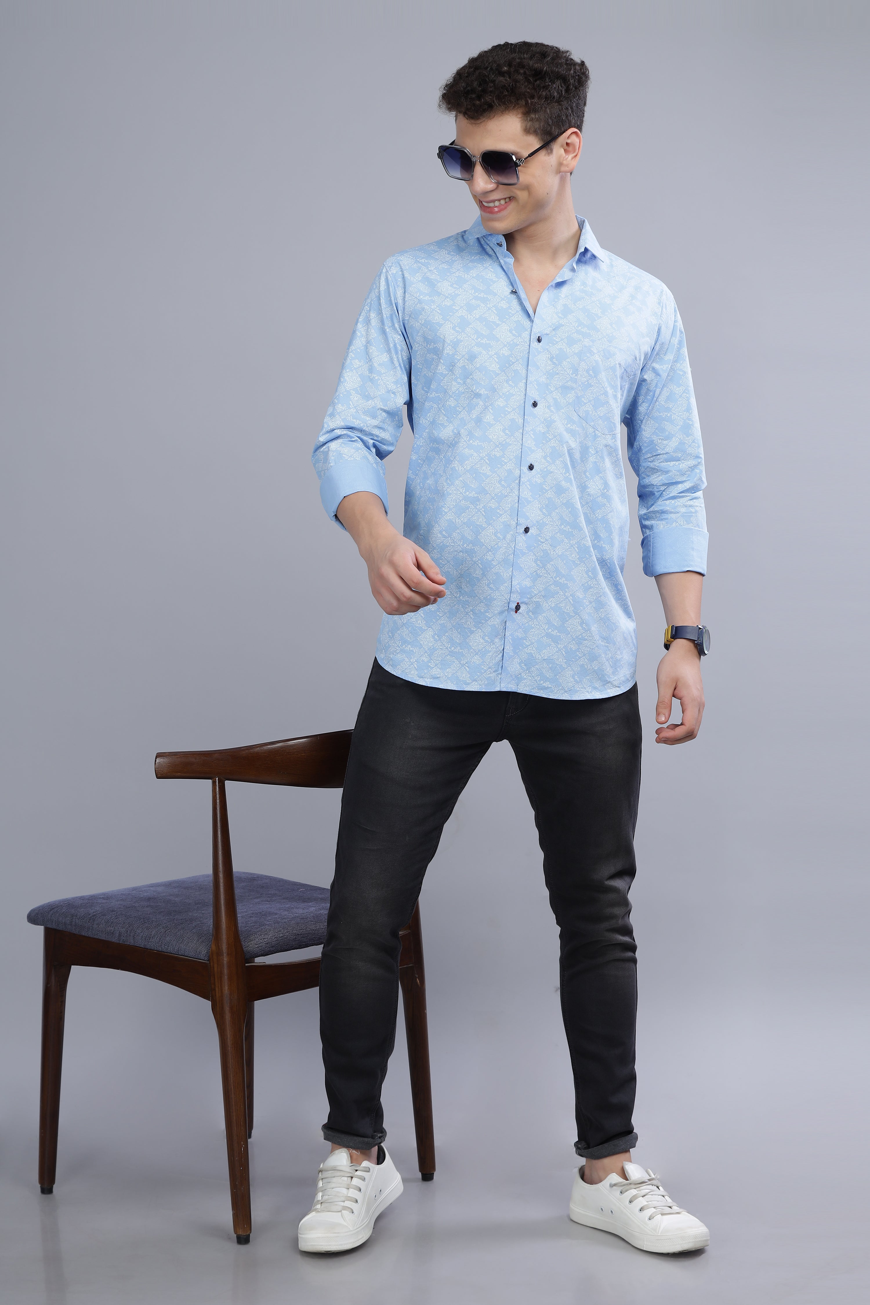 Blue Printed Digital Shirt