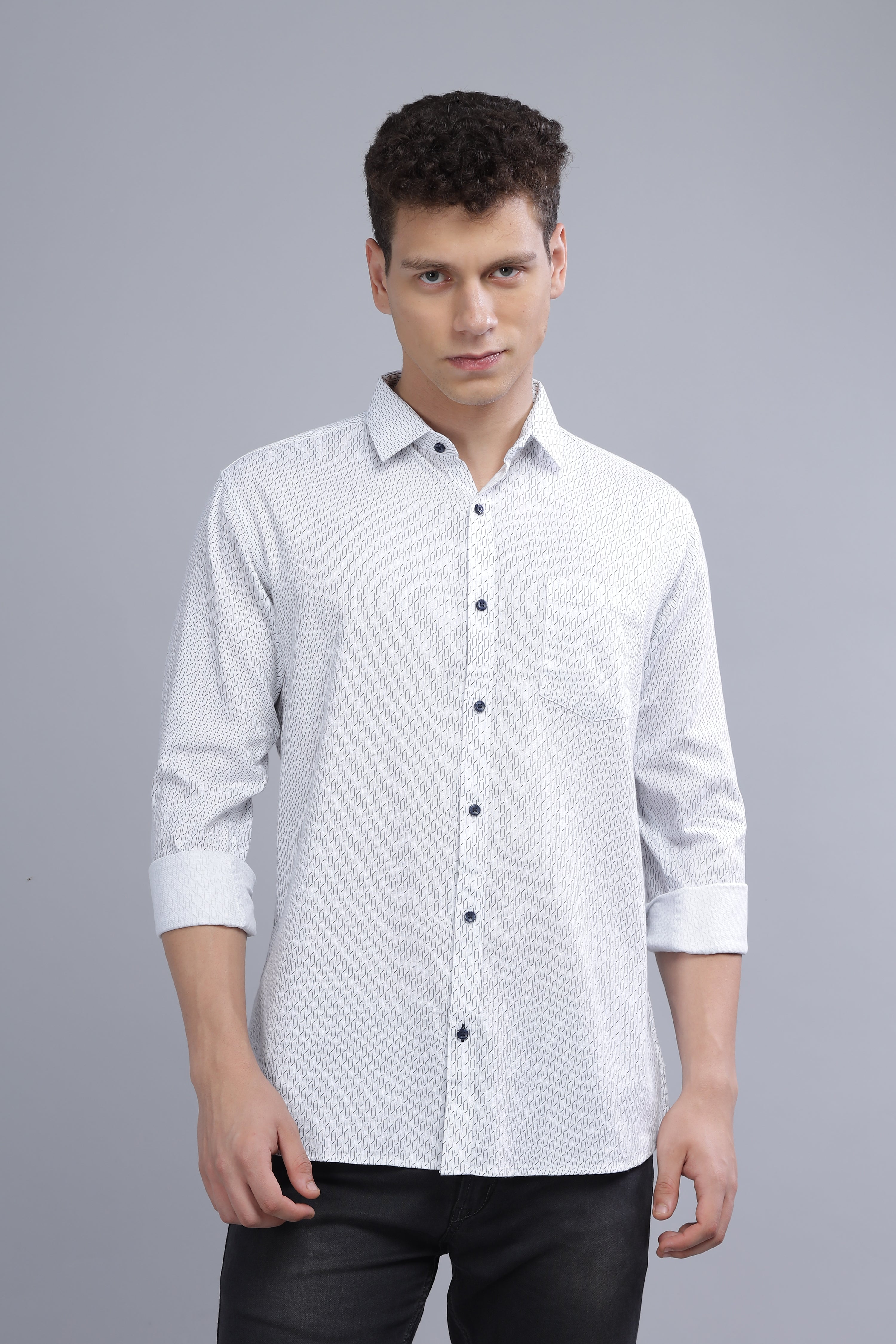 White Casual Printed Shirt