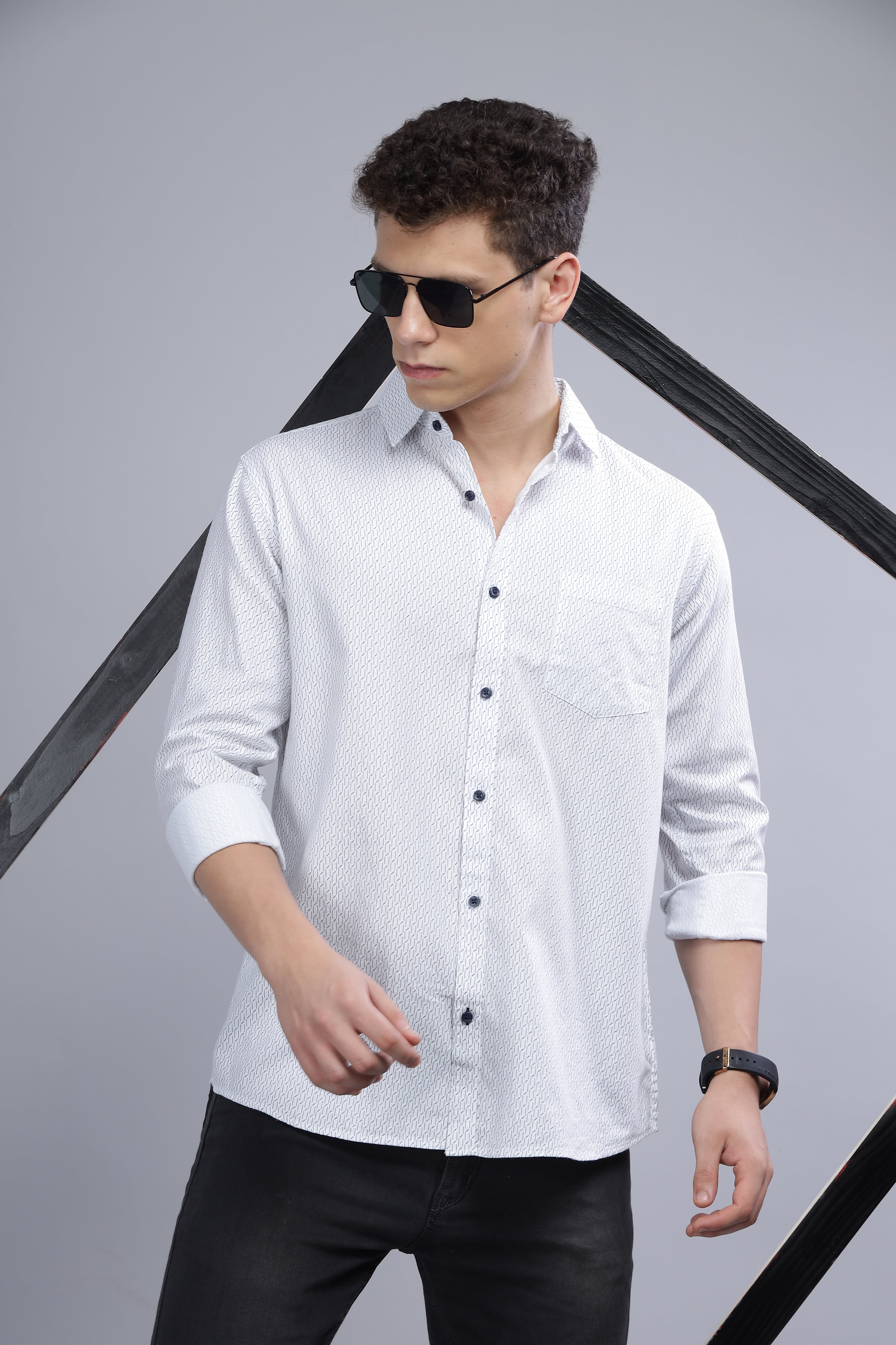 White Casual Printed Shirt