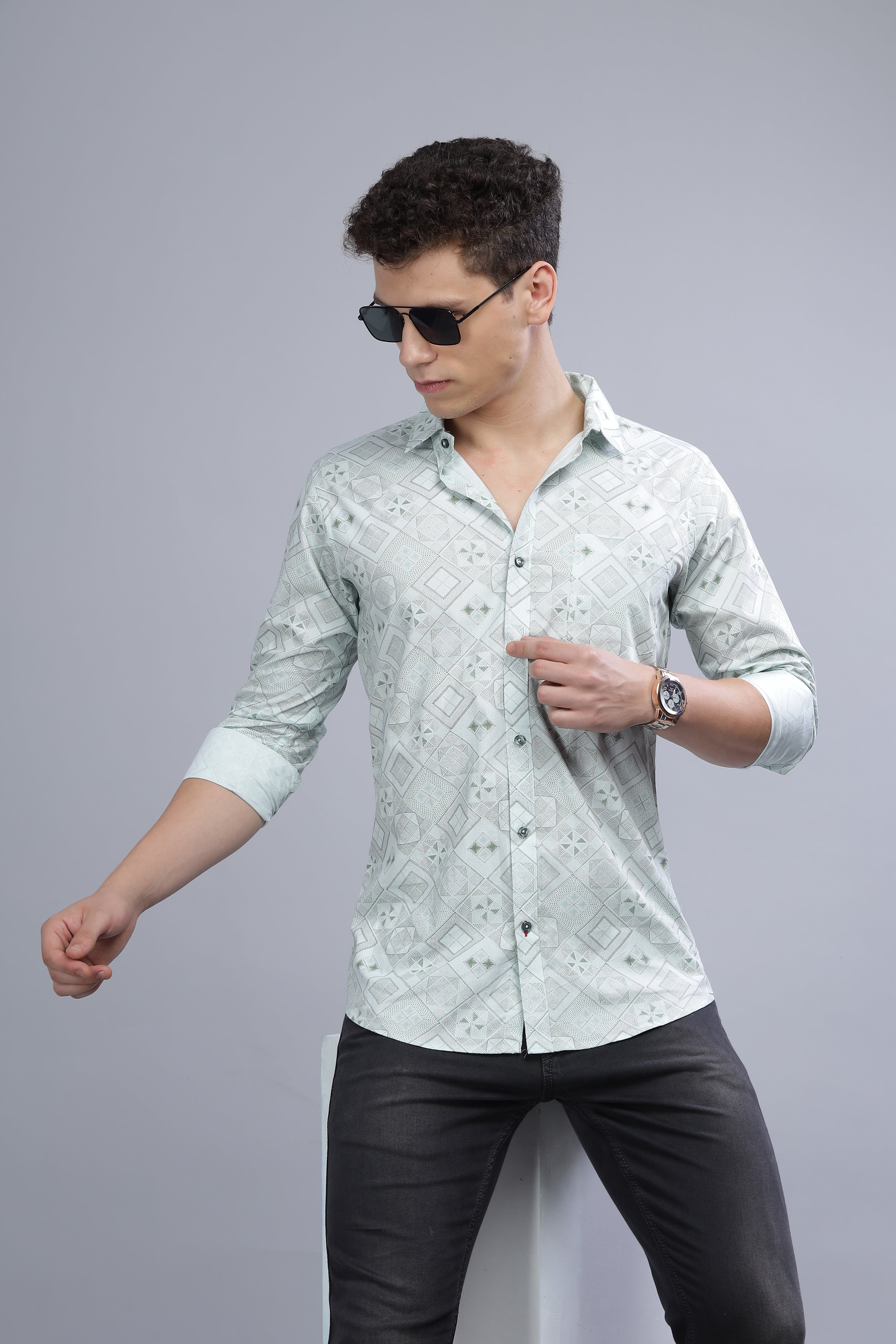 HERITAGE PAISLEY GREEN SHIRT