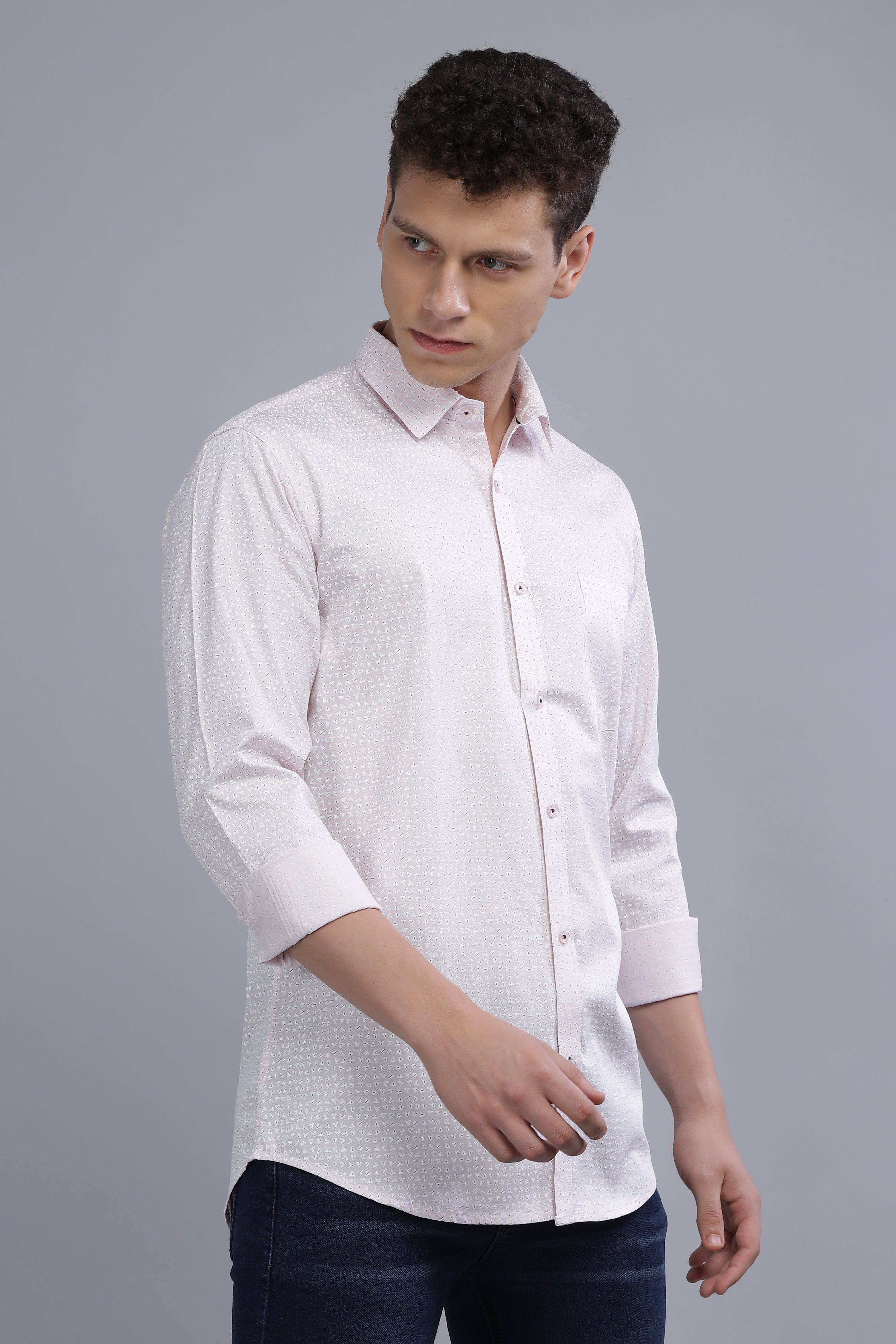 White Digital Formal Printed Shirt