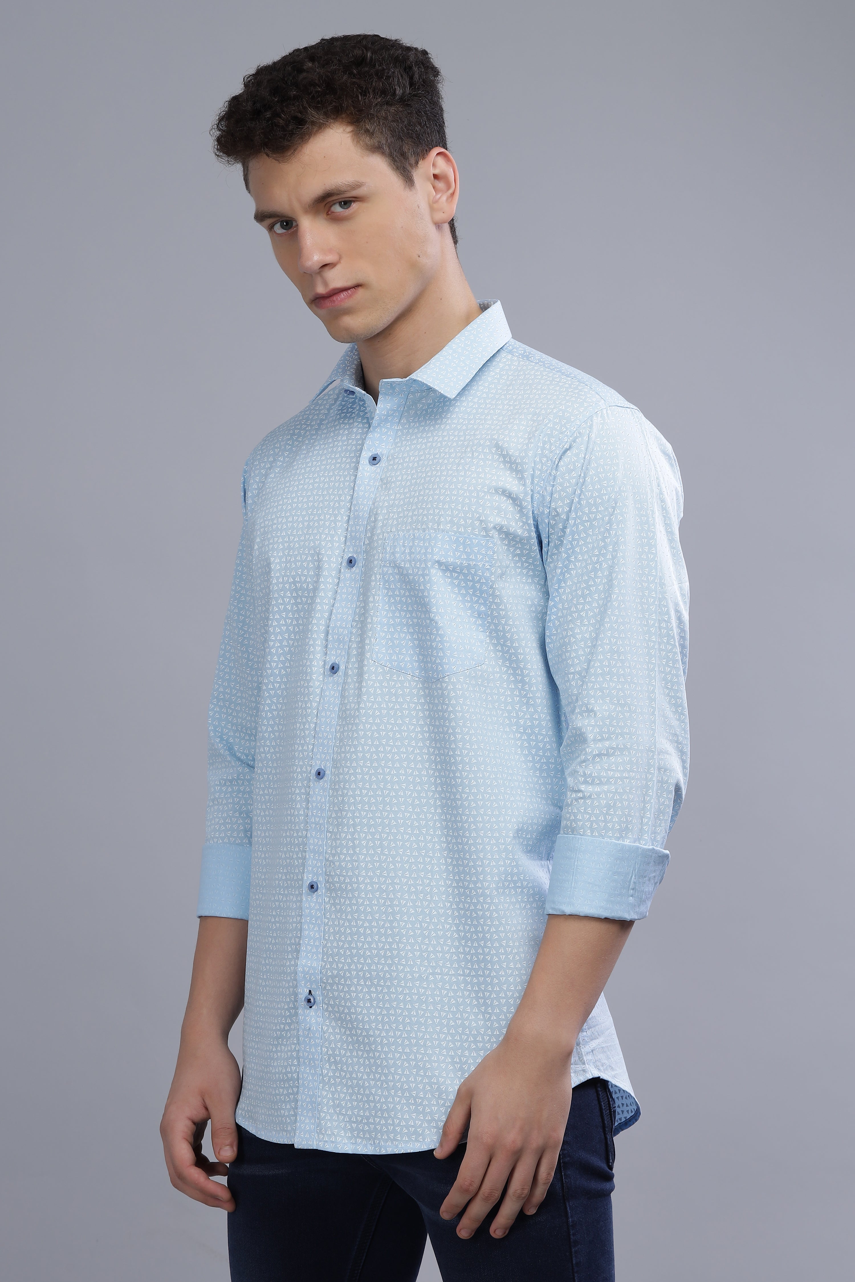 Blue Digital Formal Printed Shirt