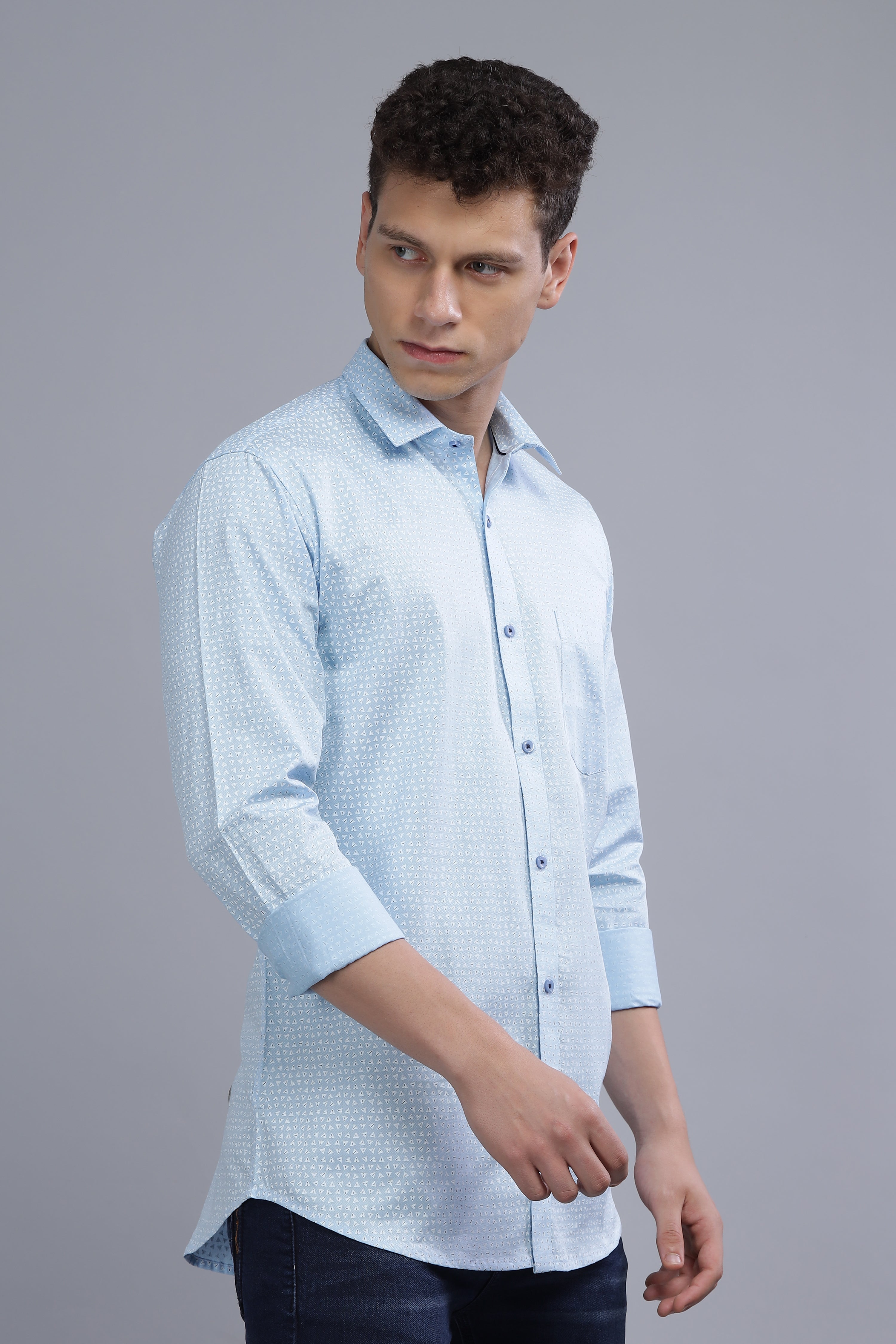 Blue Digital Formal Printed Shirt