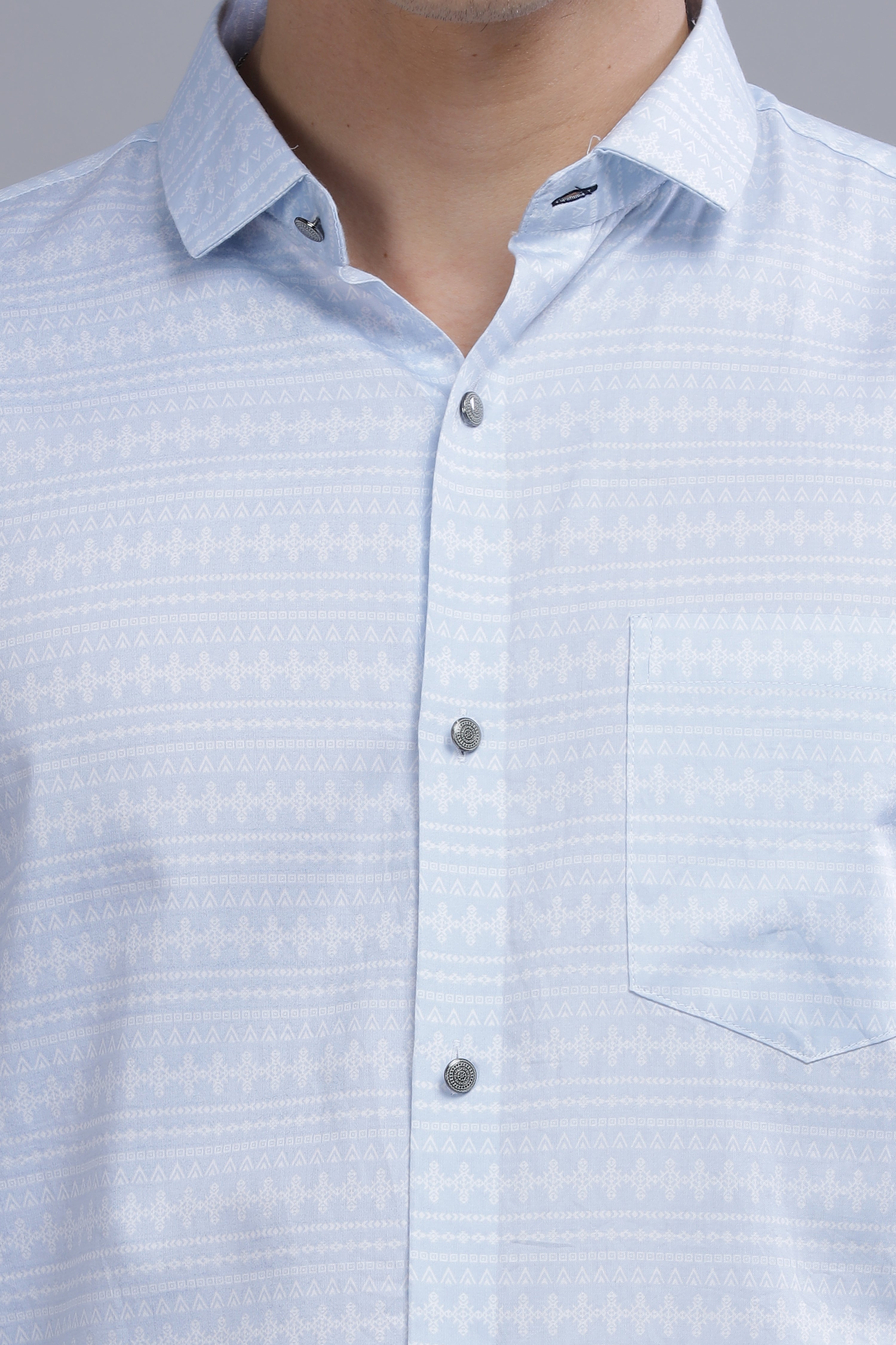 Designer Stripes Sky Blue Shirt