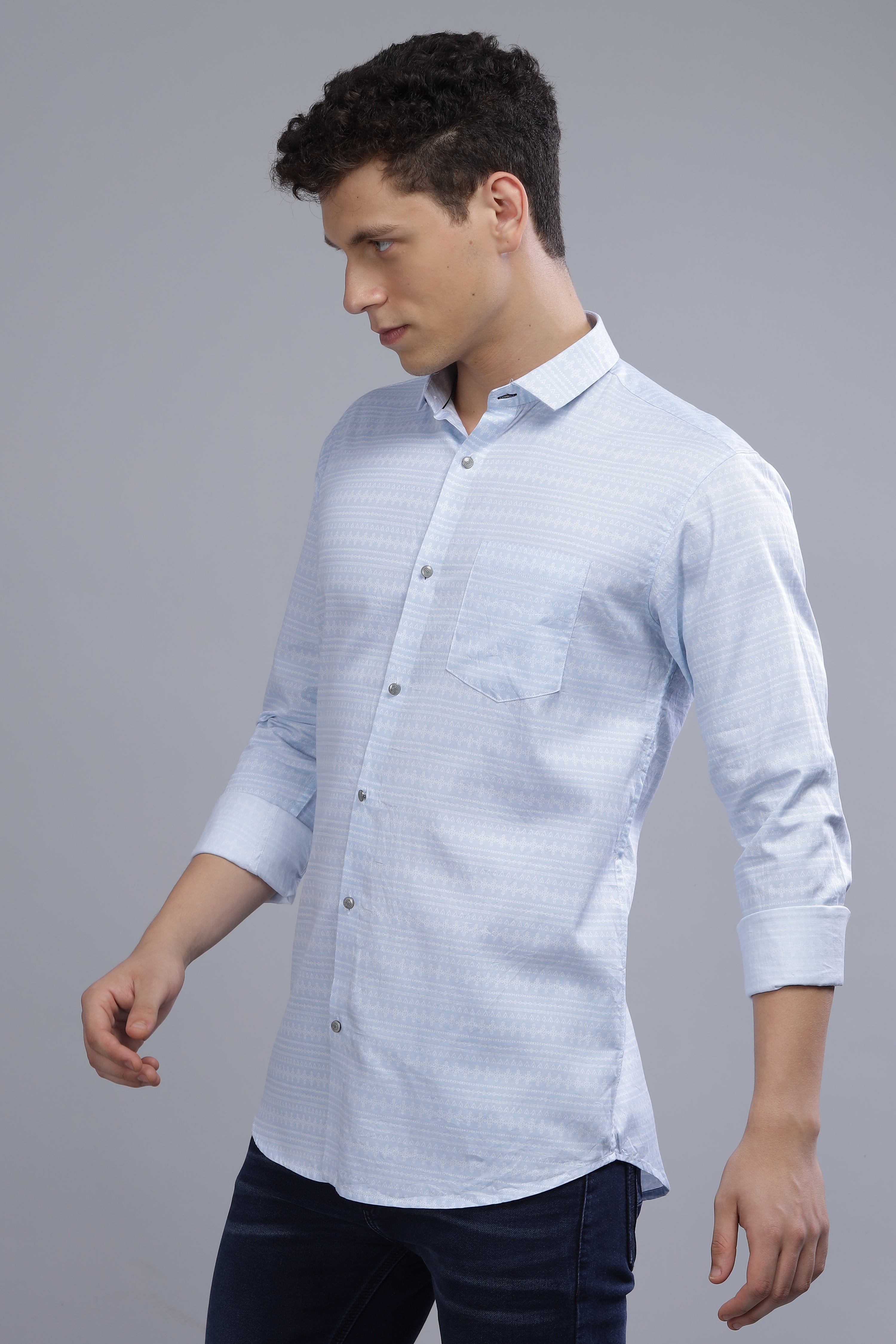 Designer Stripes Sky Blue Shirt