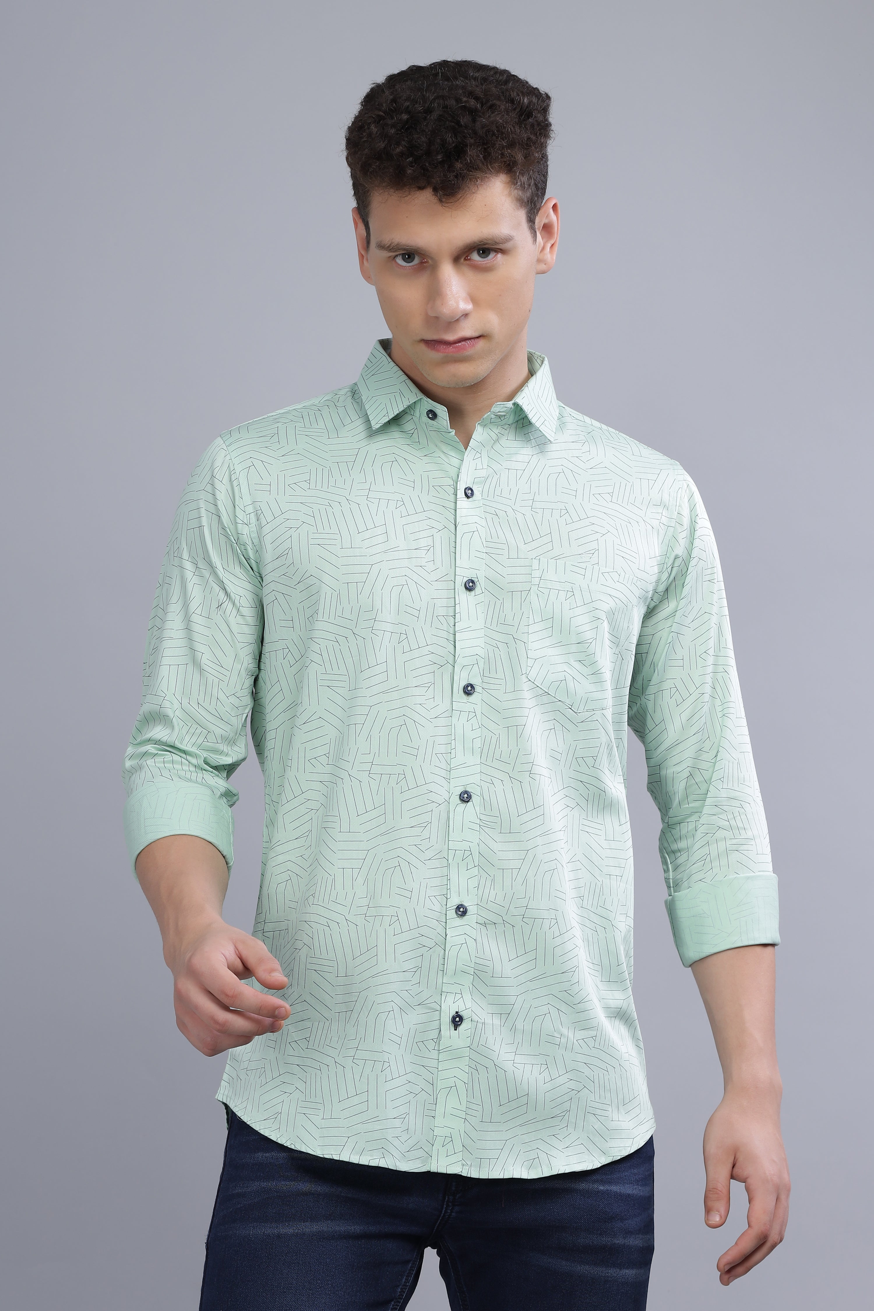 Green Lines Printed Shirt