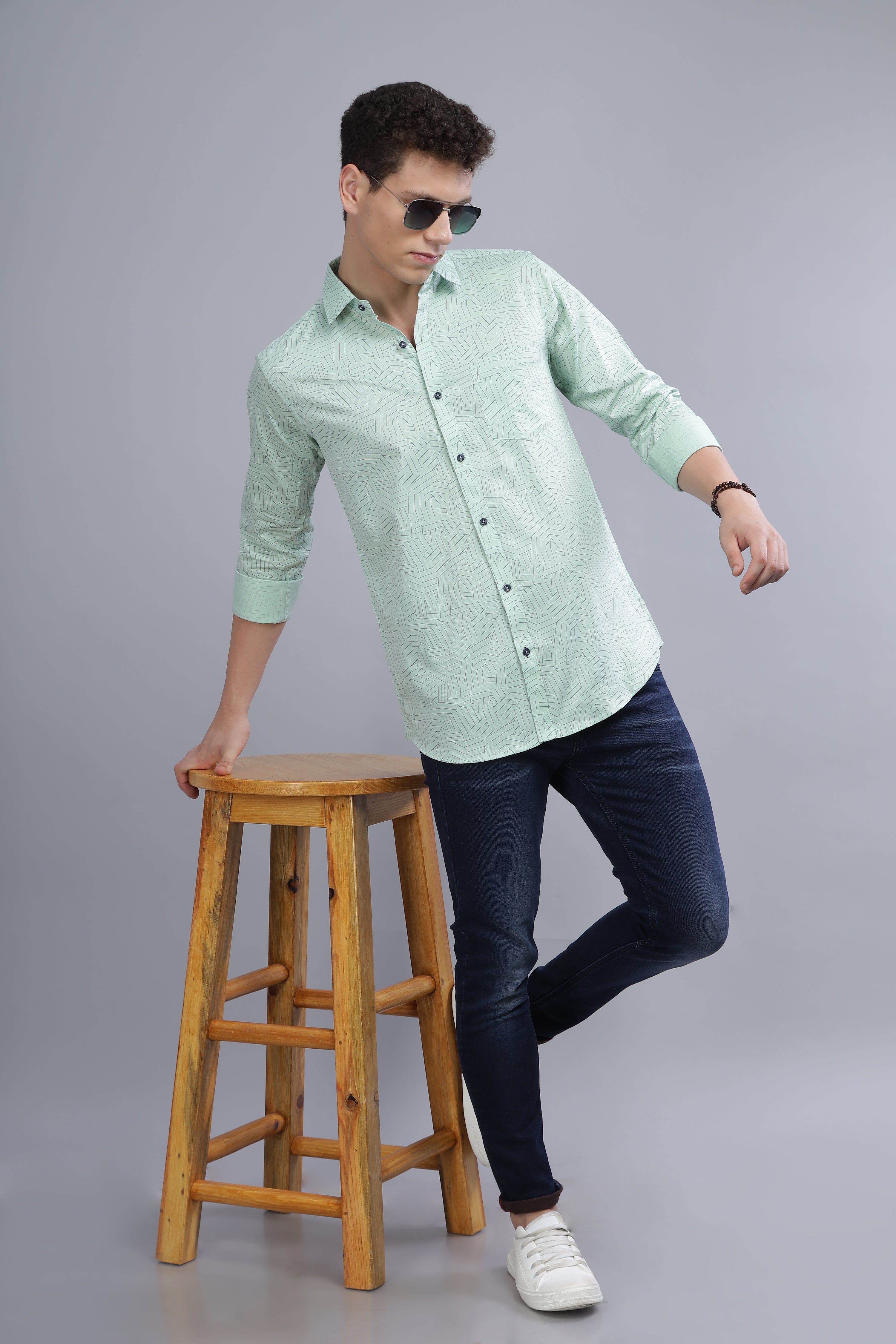 Green Lines Printed Shirt