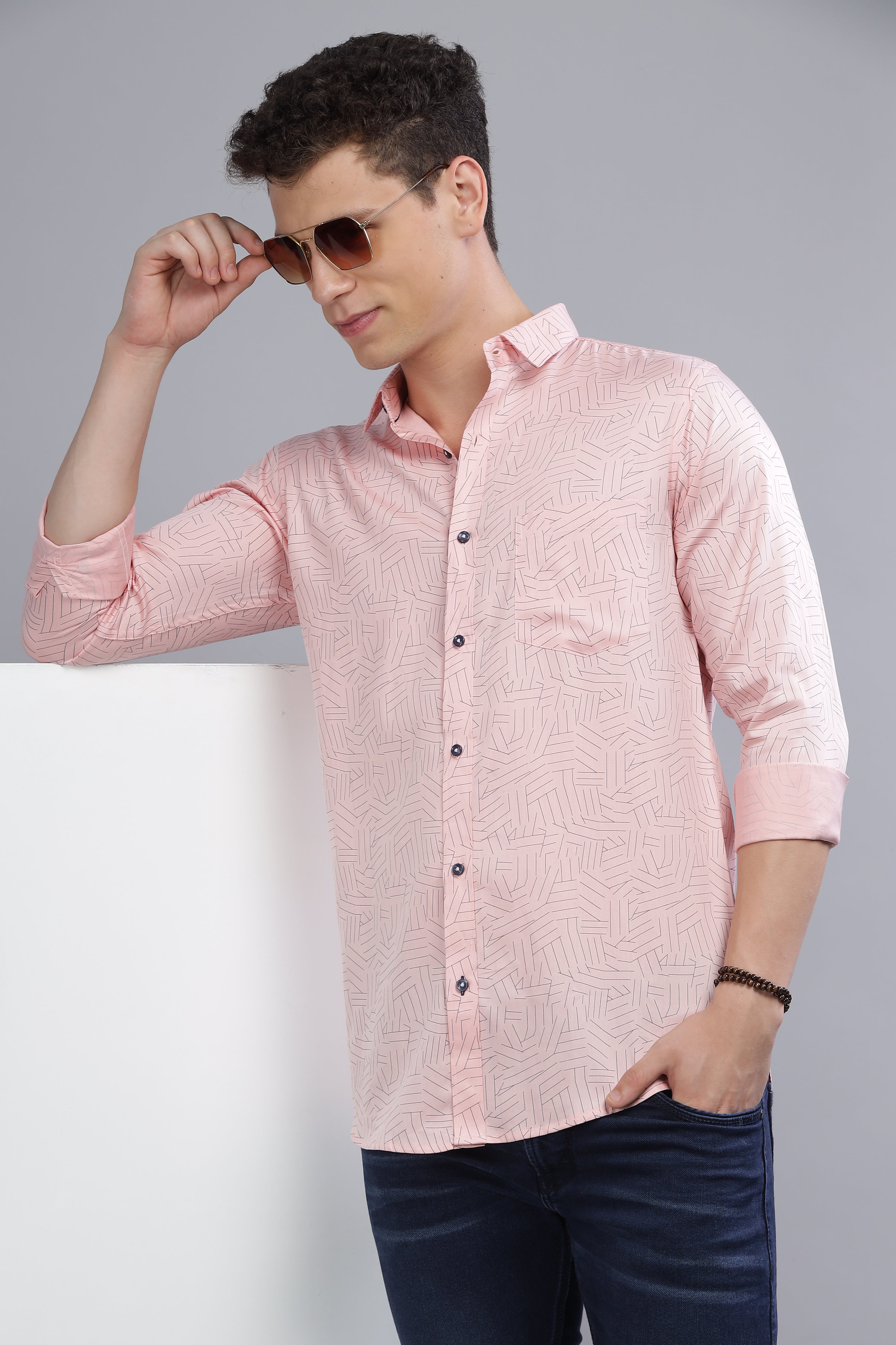 Pink Lines Printed Shirt