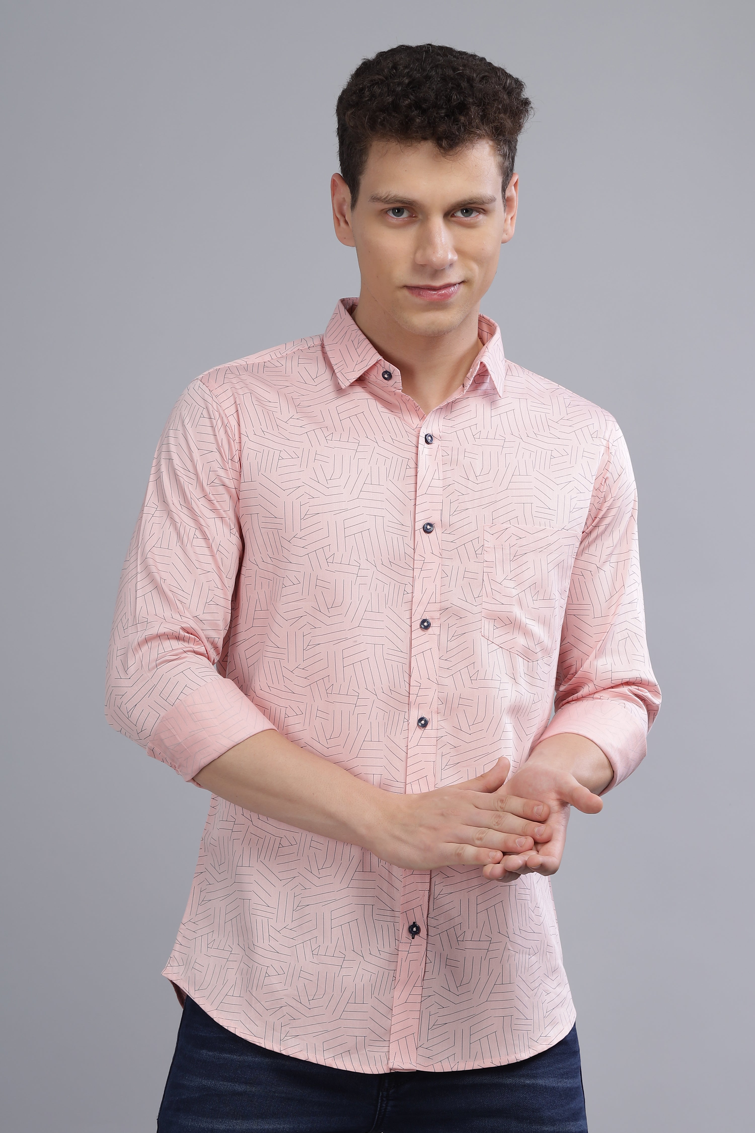 Pink Lines Printed Shirt